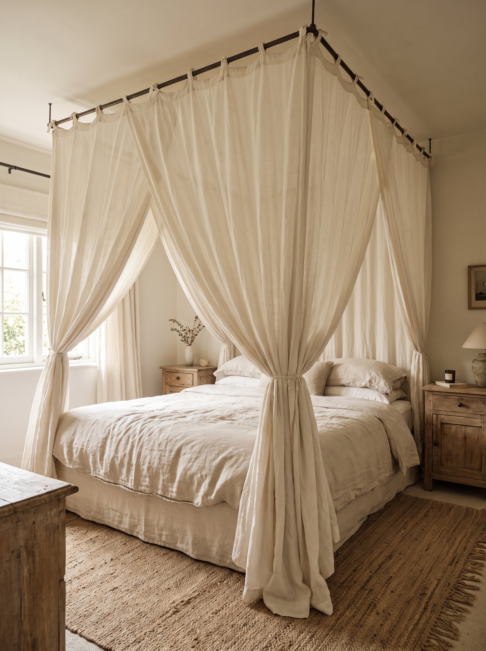 Try a canopy bed frame (even in a small room)