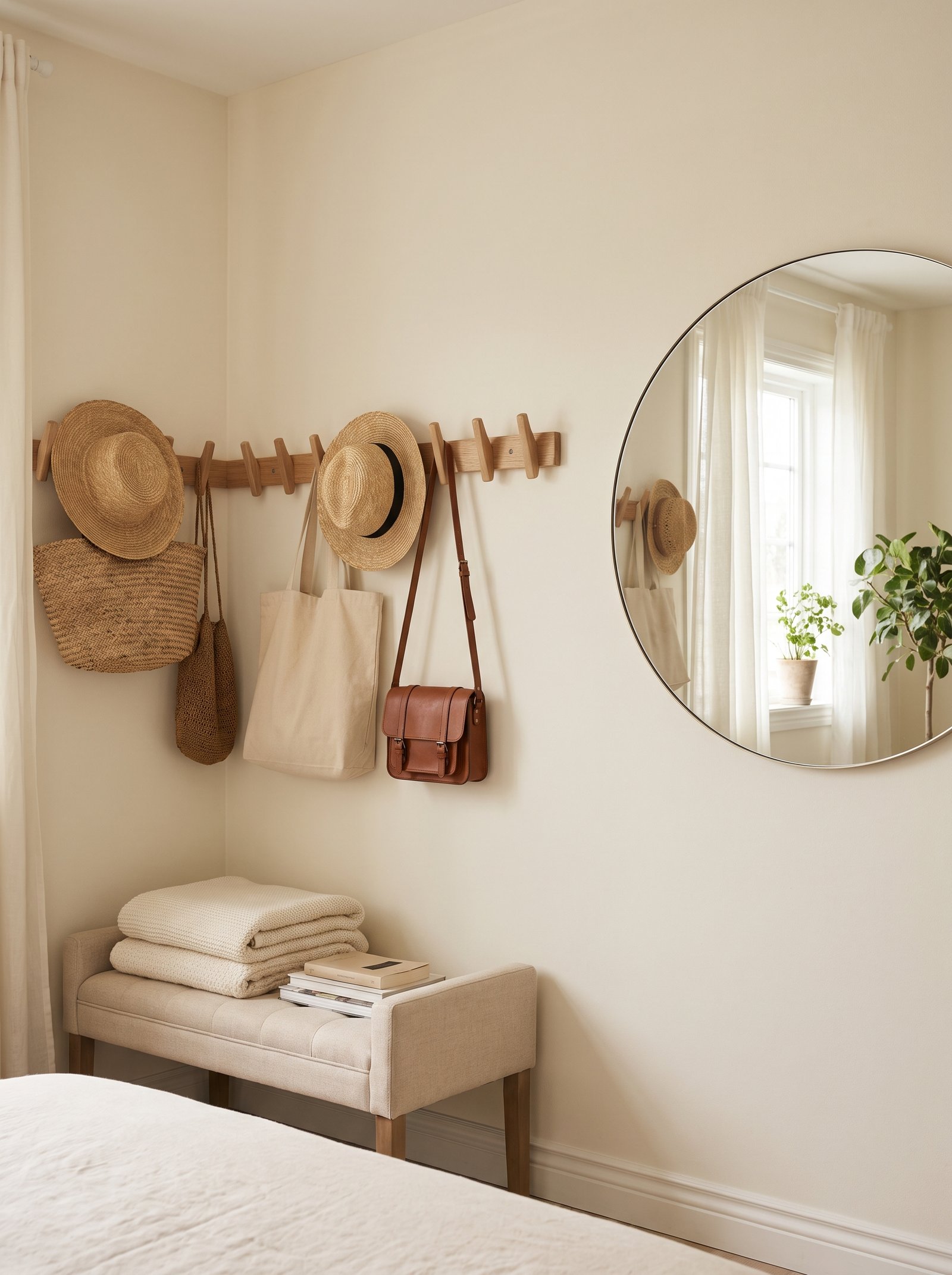 Skip the dresser — use wall hooks instead