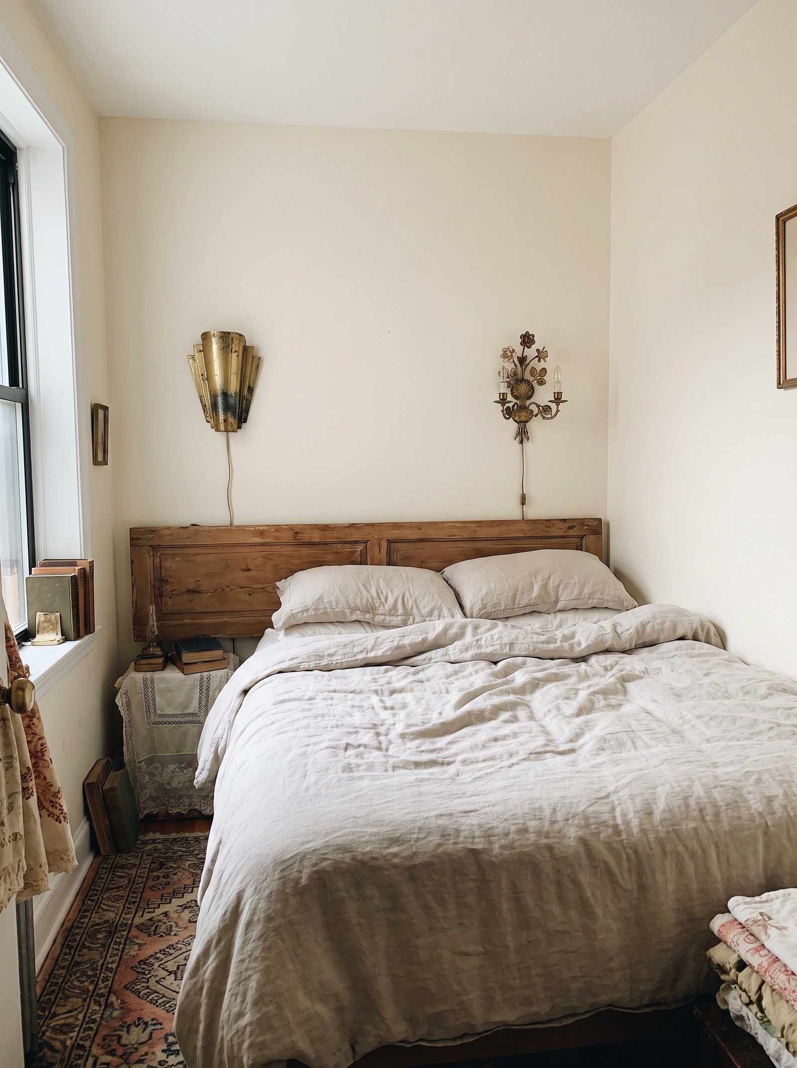 Mix two vintage brass sconces (not matching)