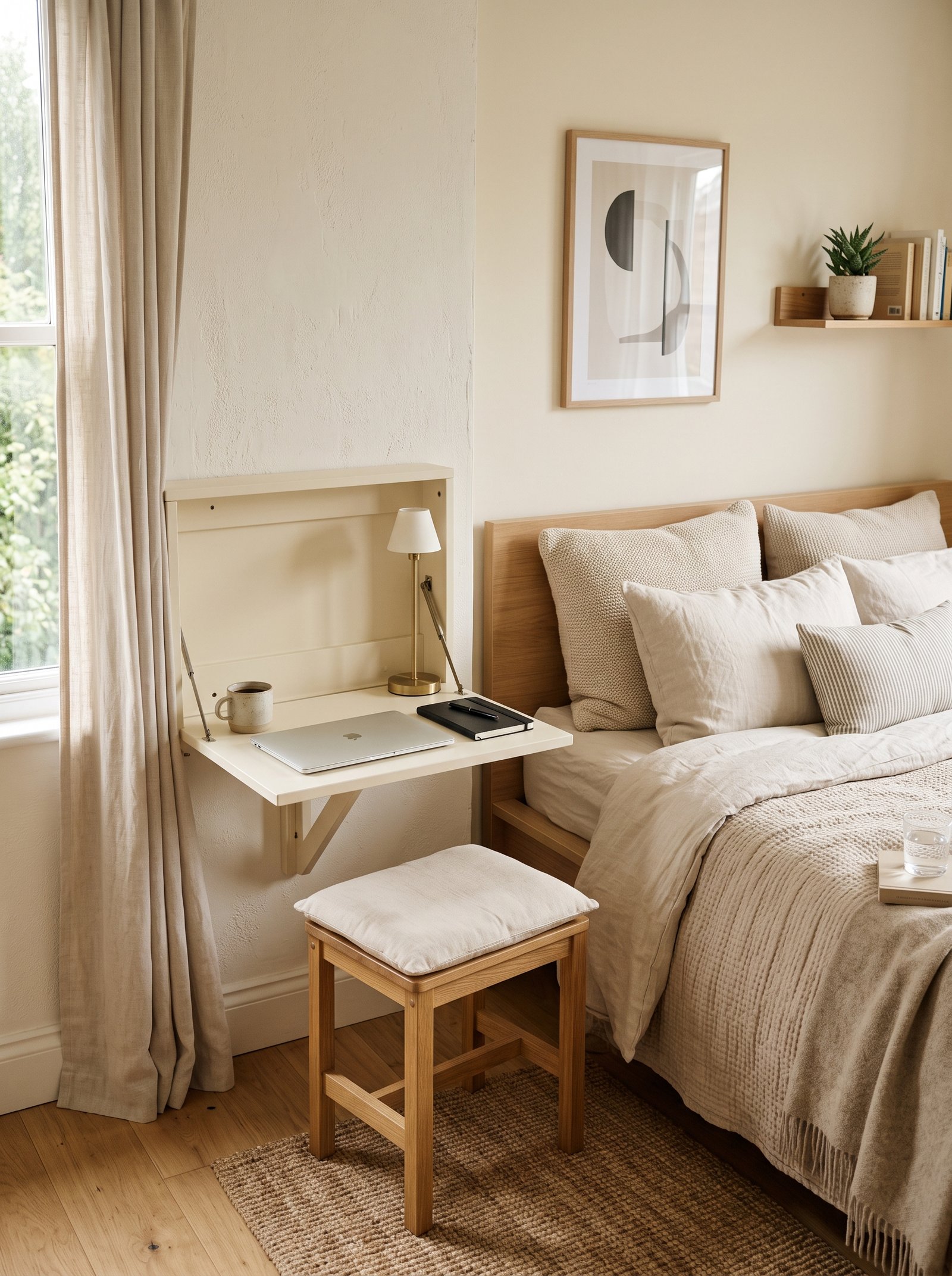 Install a wall-mounted fold-down desk