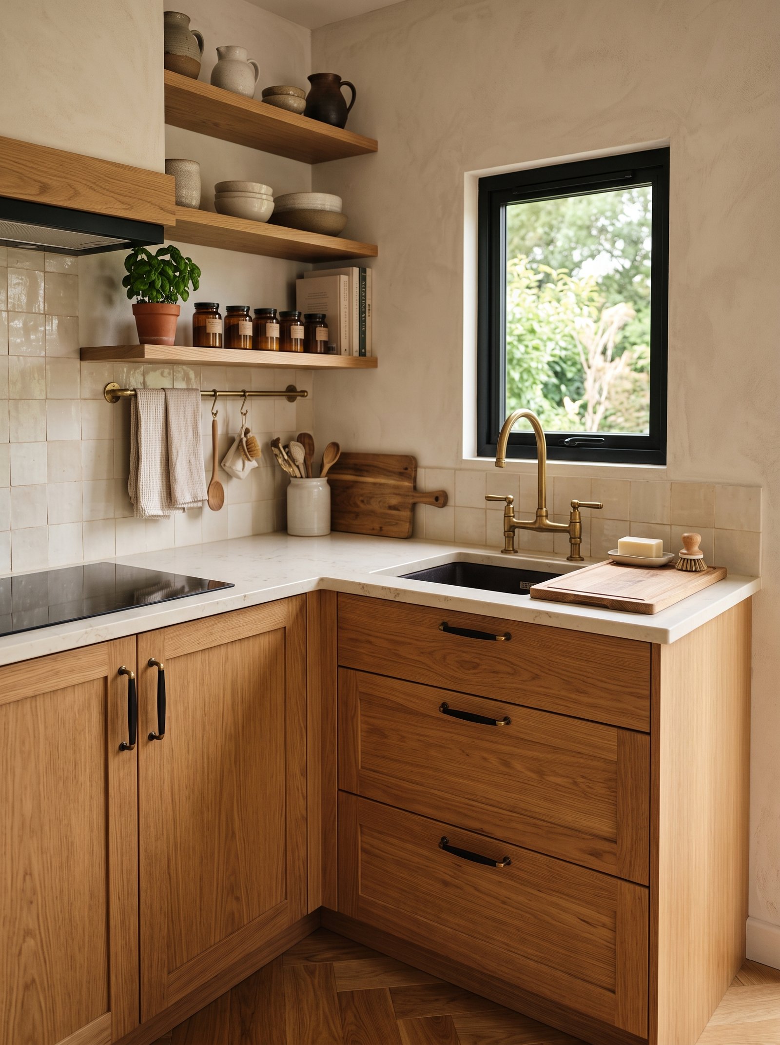 Upgrade the cabinet hardware to aged brass
