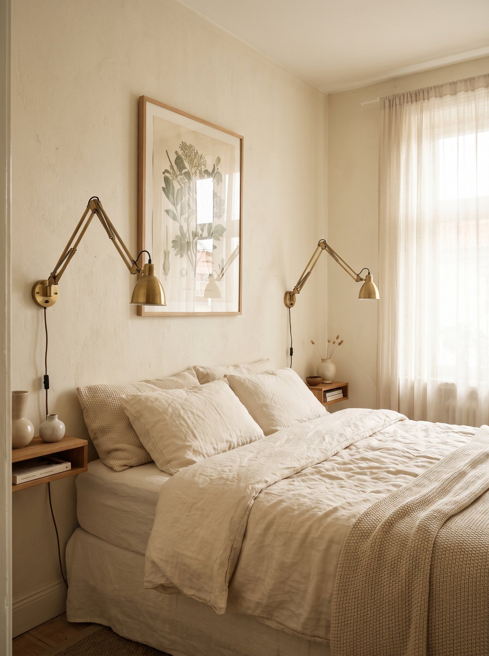 Mount wall sconces instead of table lamps