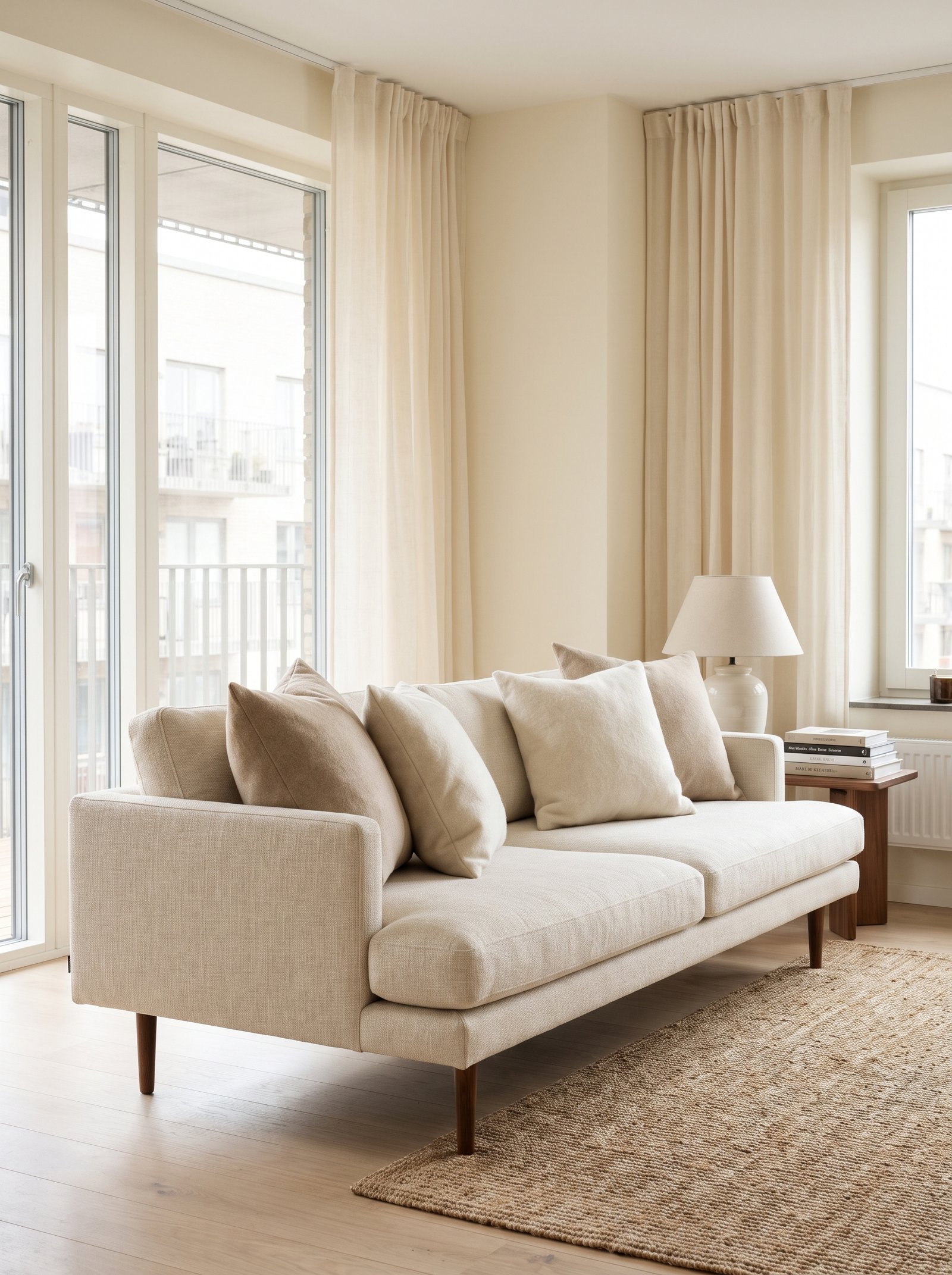 3. Hang curtains near the ceiling and let them touch the floor