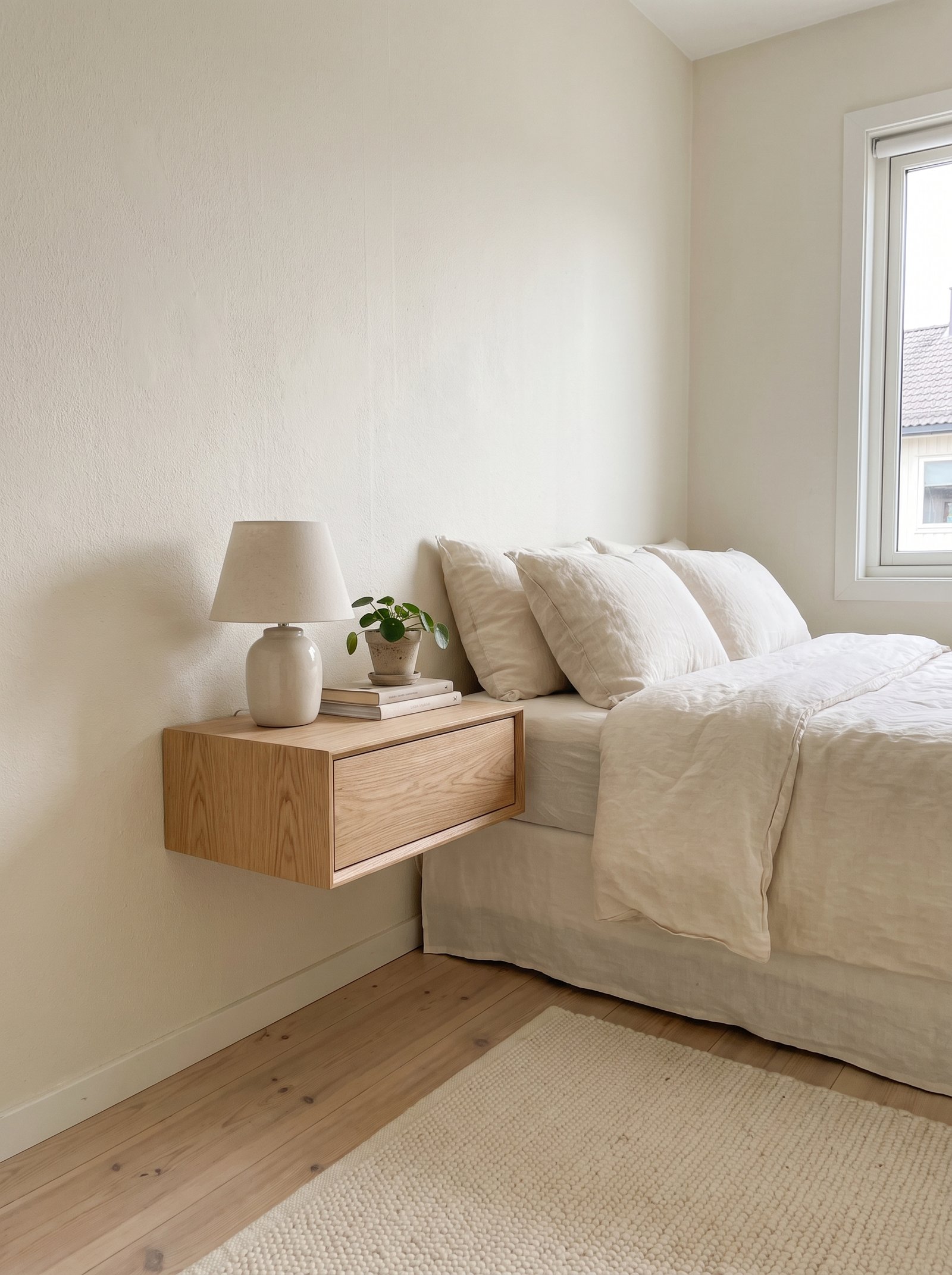 Use a floating nightstand instead of a floor one