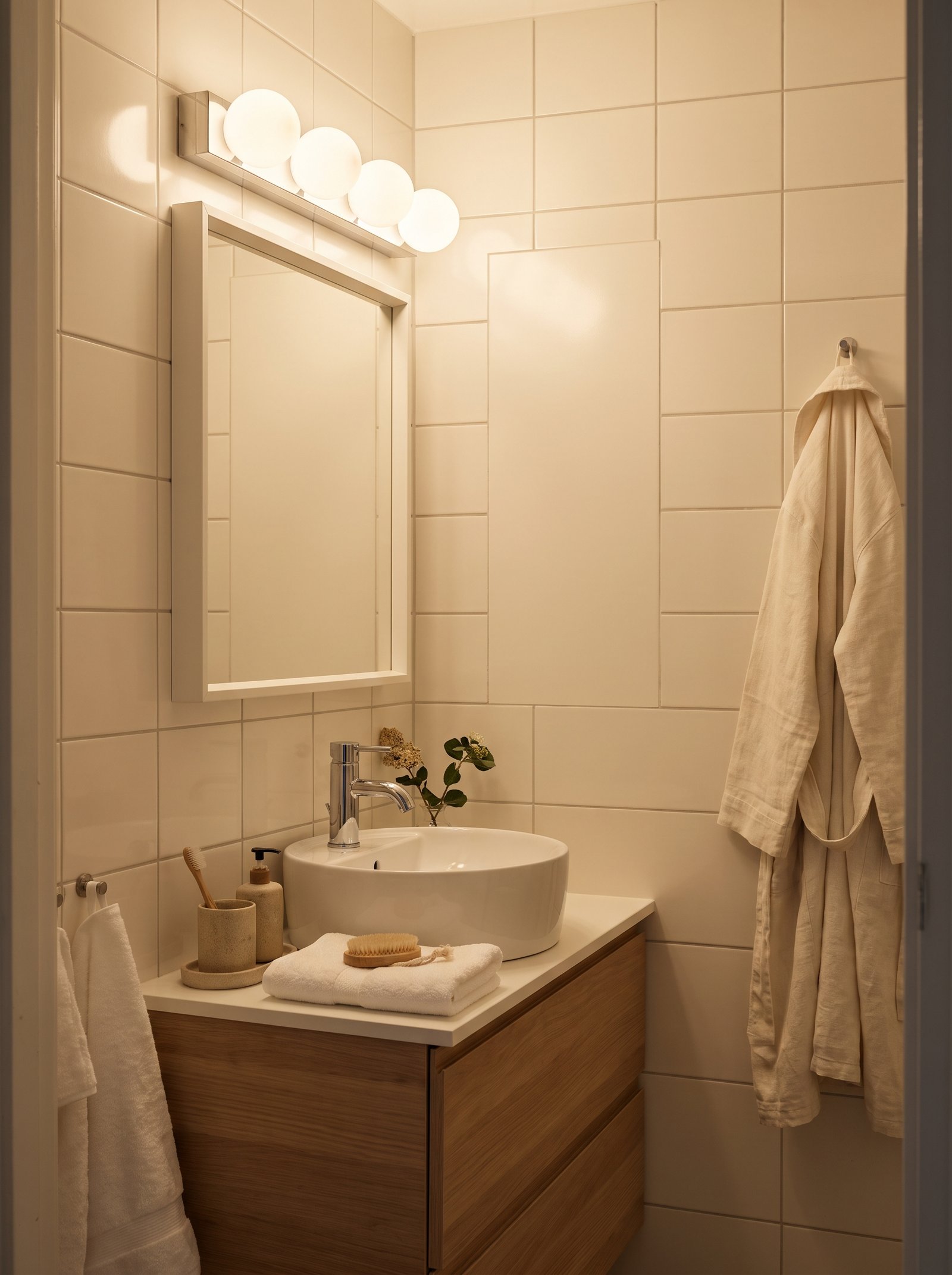 Change every bathroom bulb to 2700K