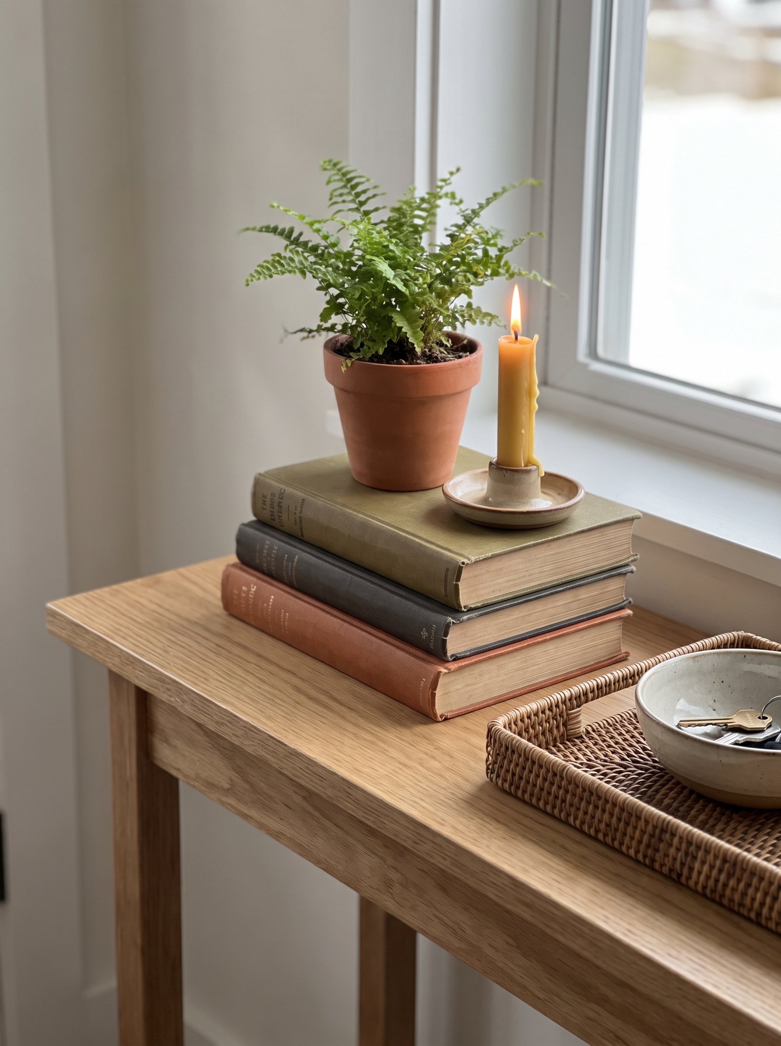 Add a small stack of books or magazines