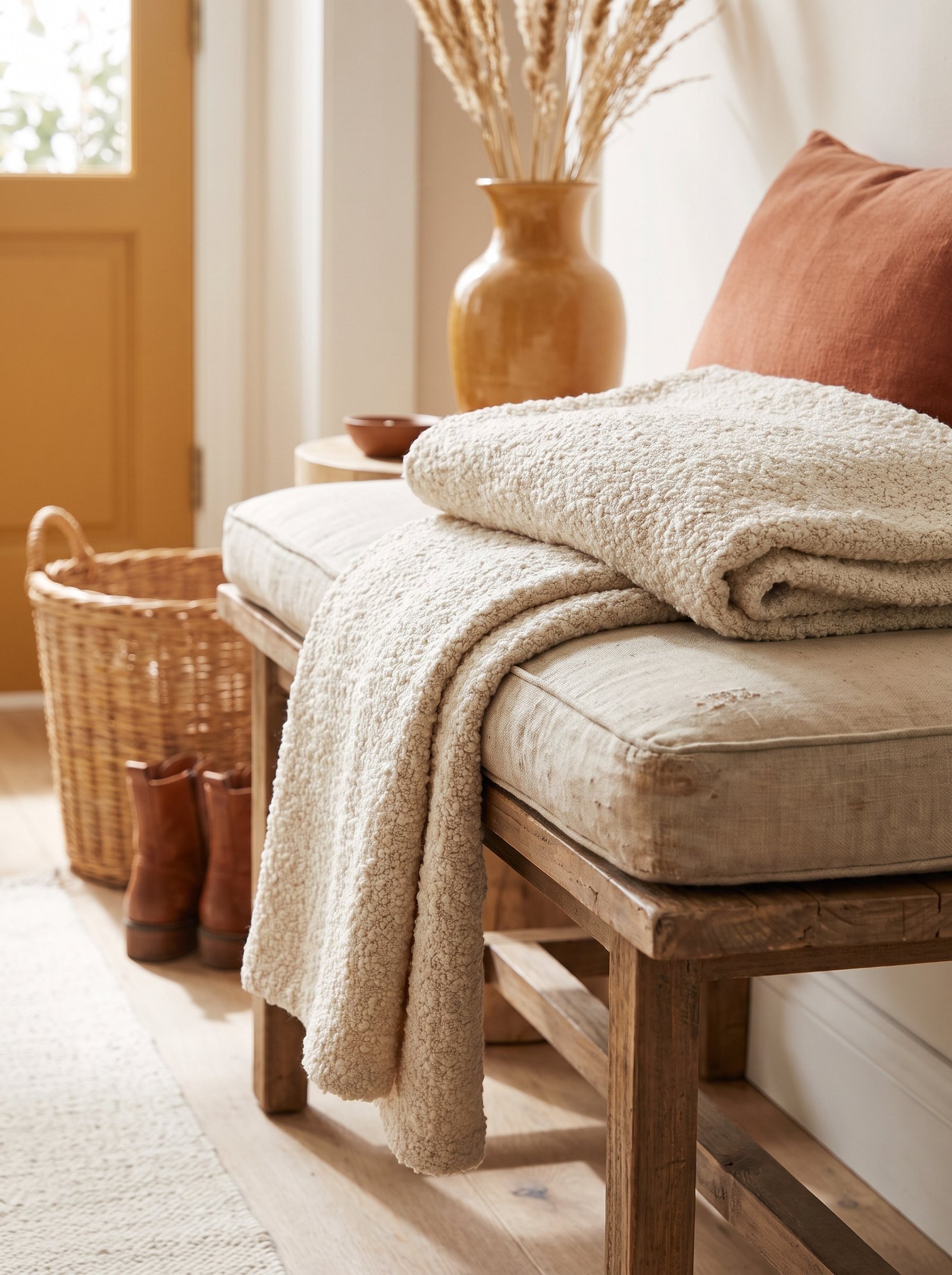 Add a small bench cushion or throw