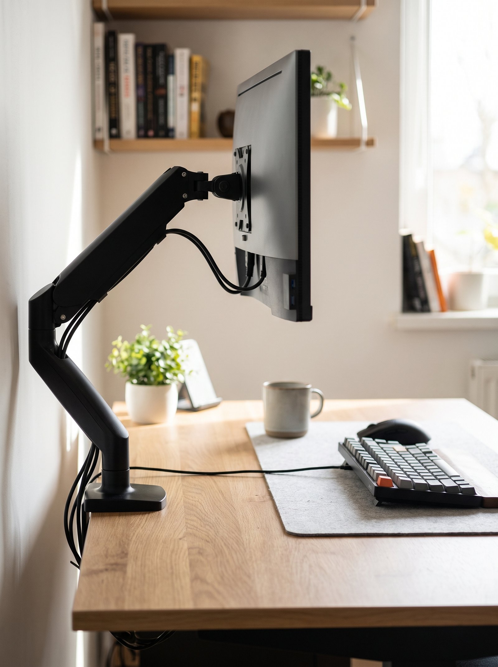 Use a monitor arm to free desk space