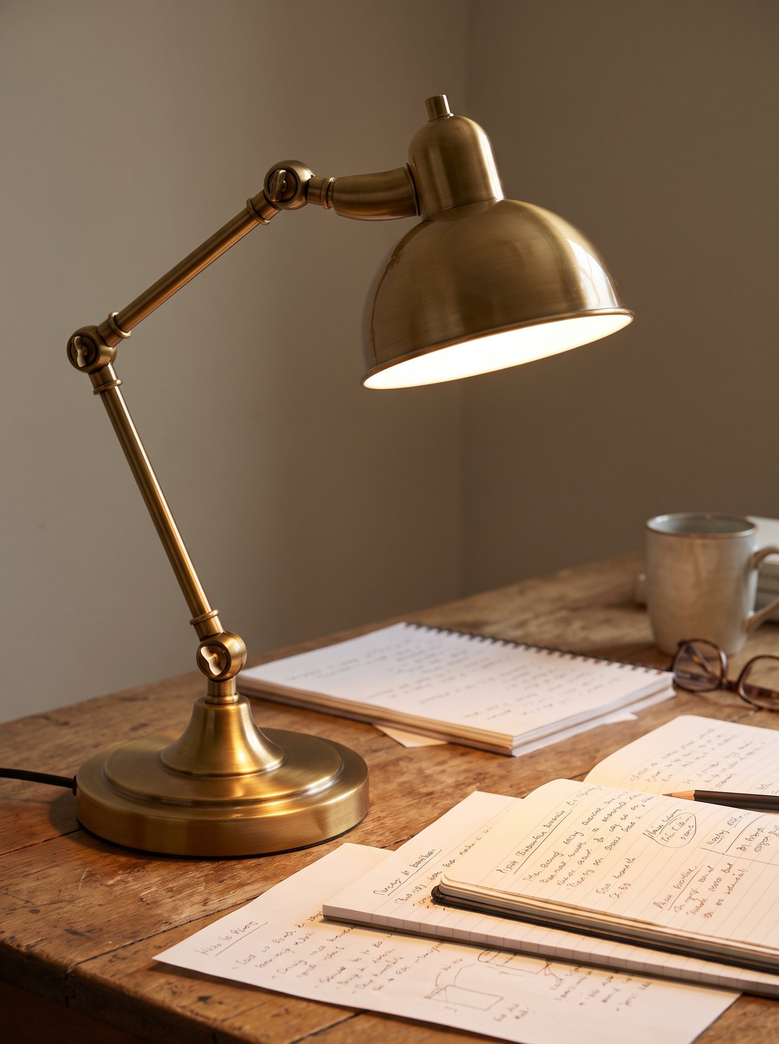 Add a warm task lamp on the desk