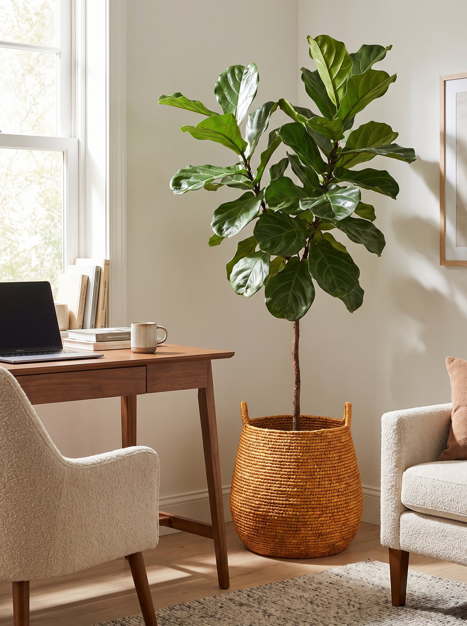 Add a floor plant behind the desk