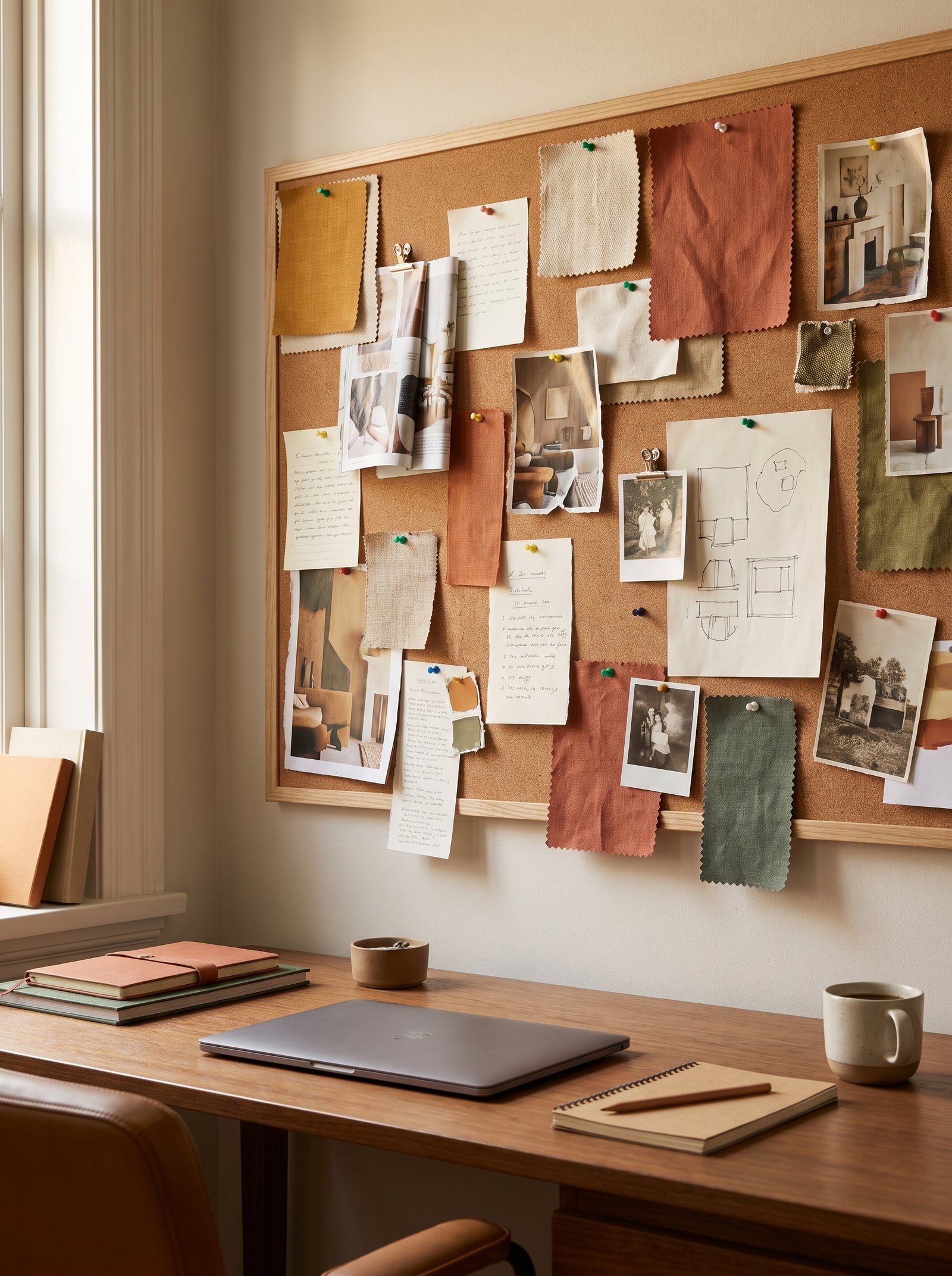 Hang art or a mood board in front of the desk