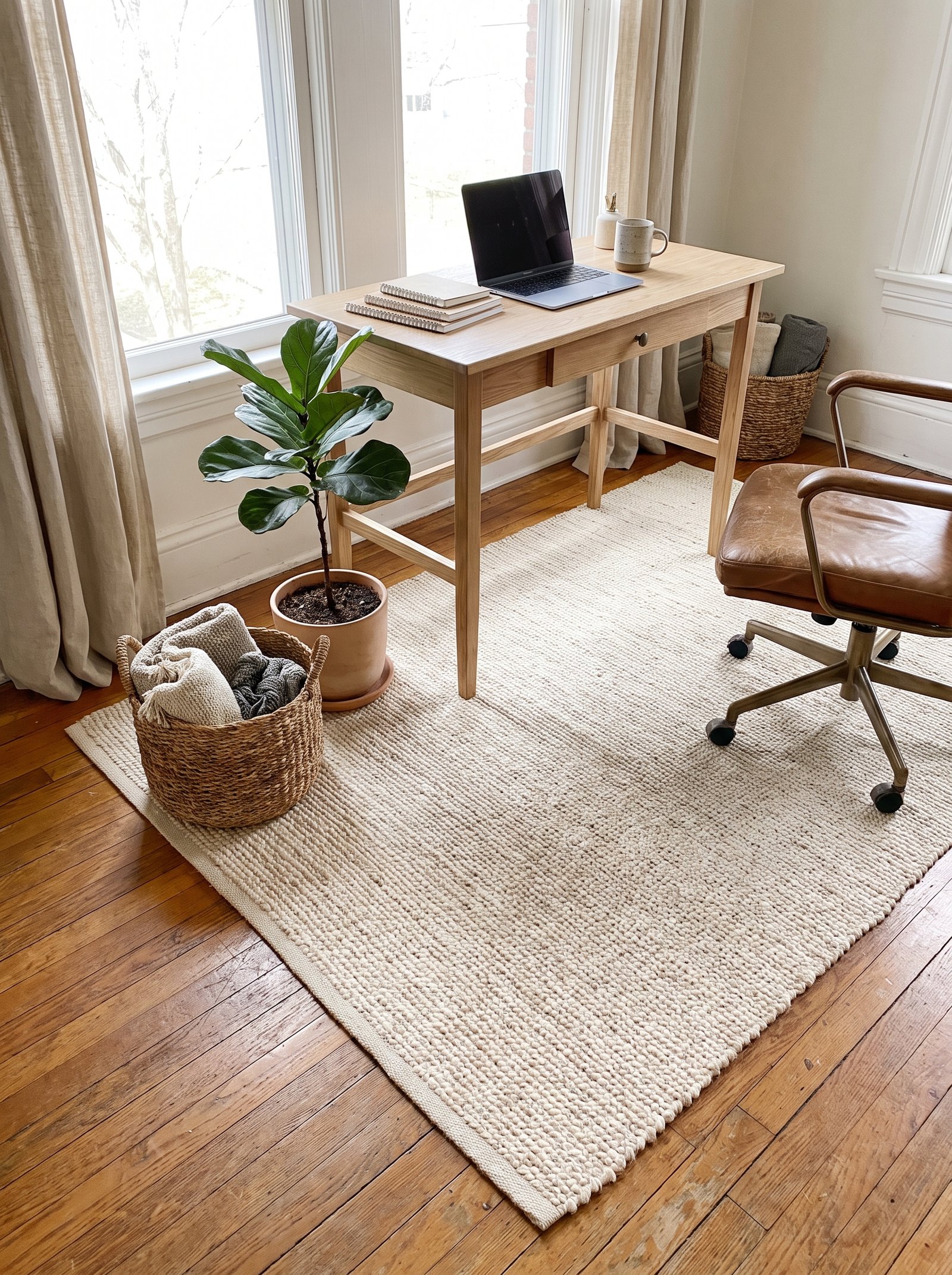 Add a small area rug under the desk