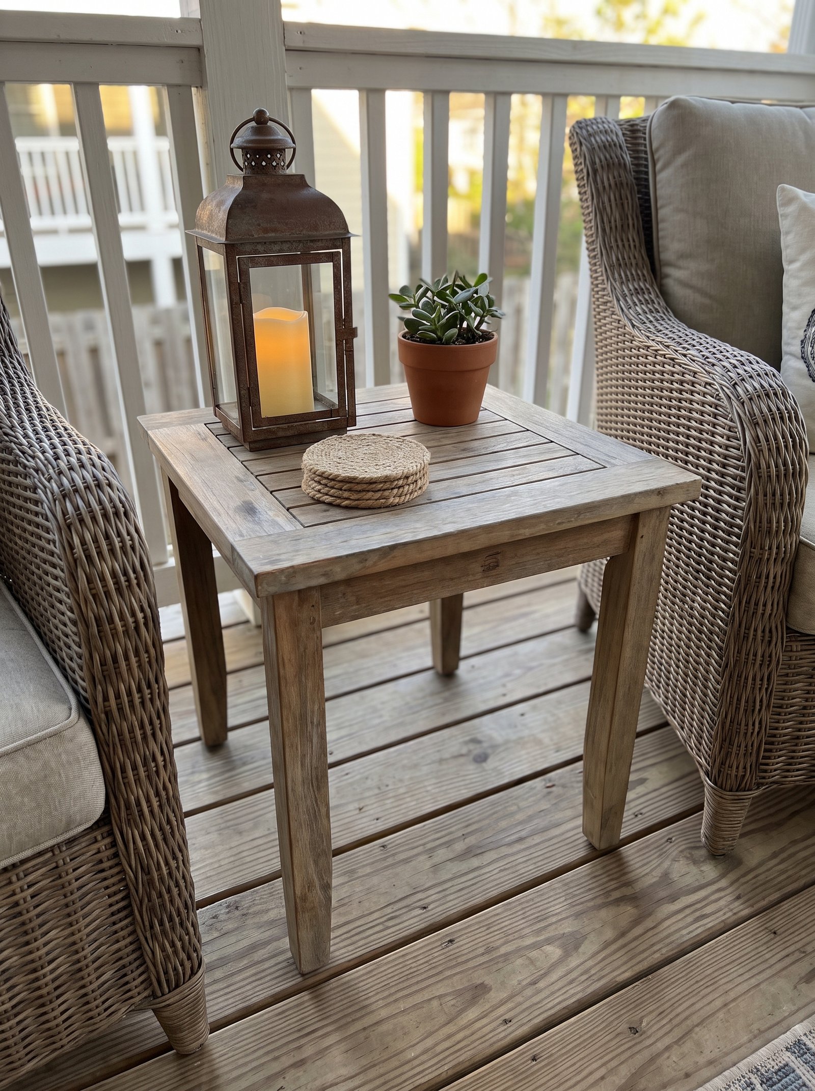 Add a small side table between chairs