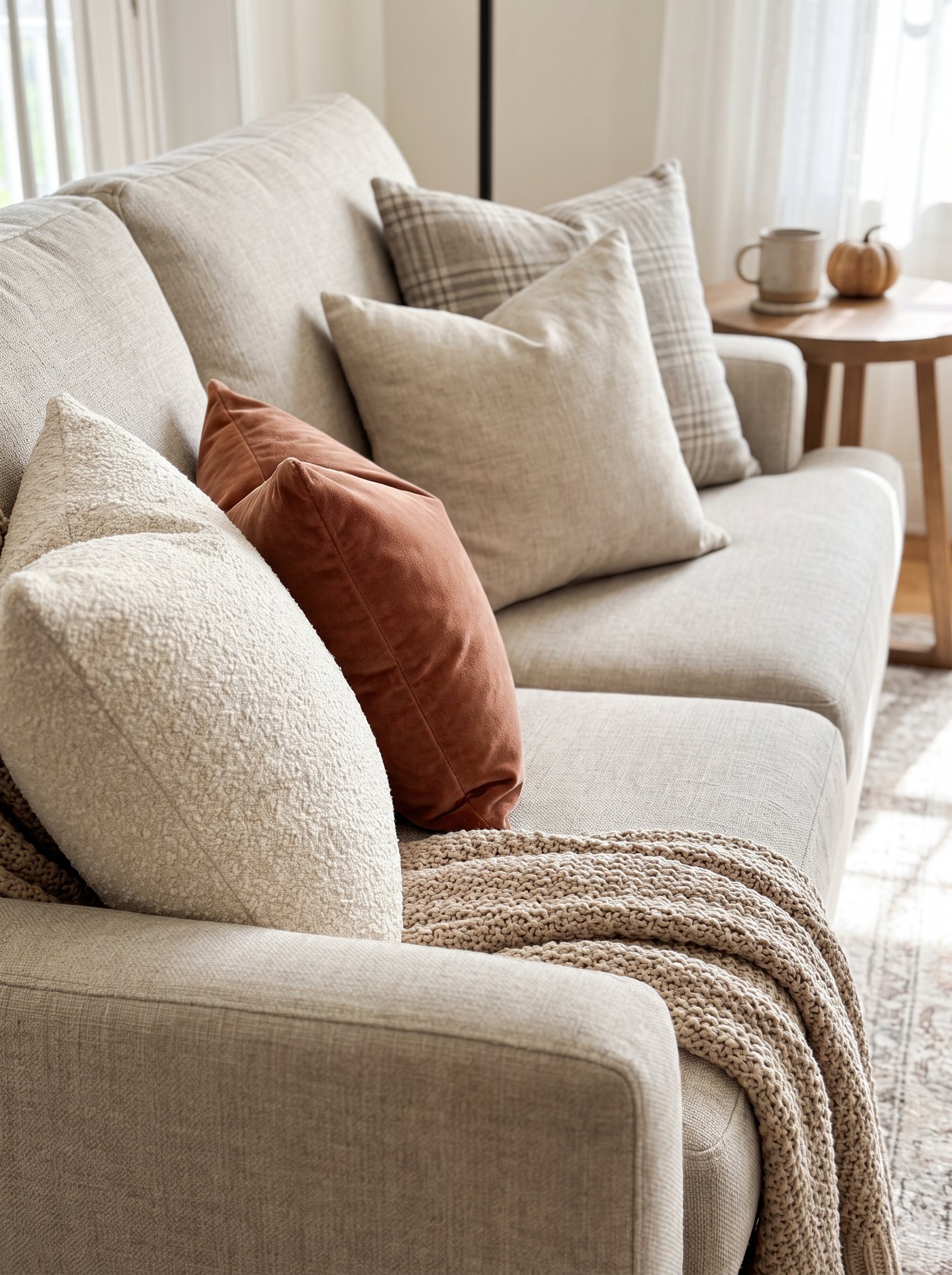 Add pillows in warm textures