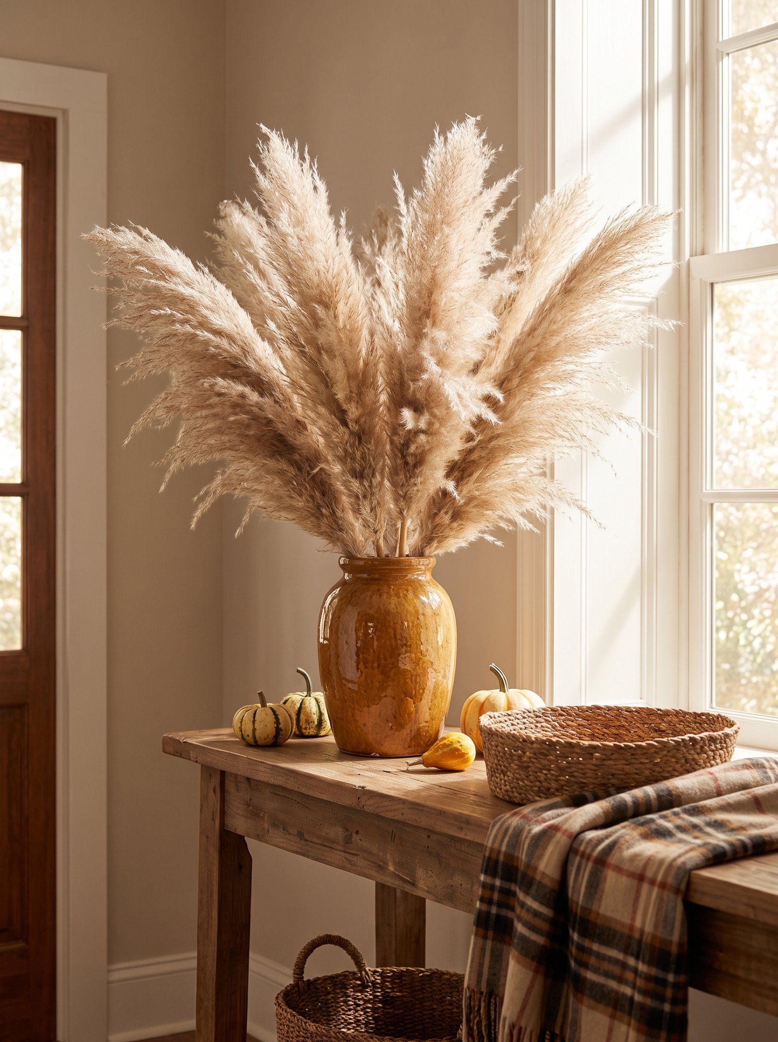 Add dried floral arrangements