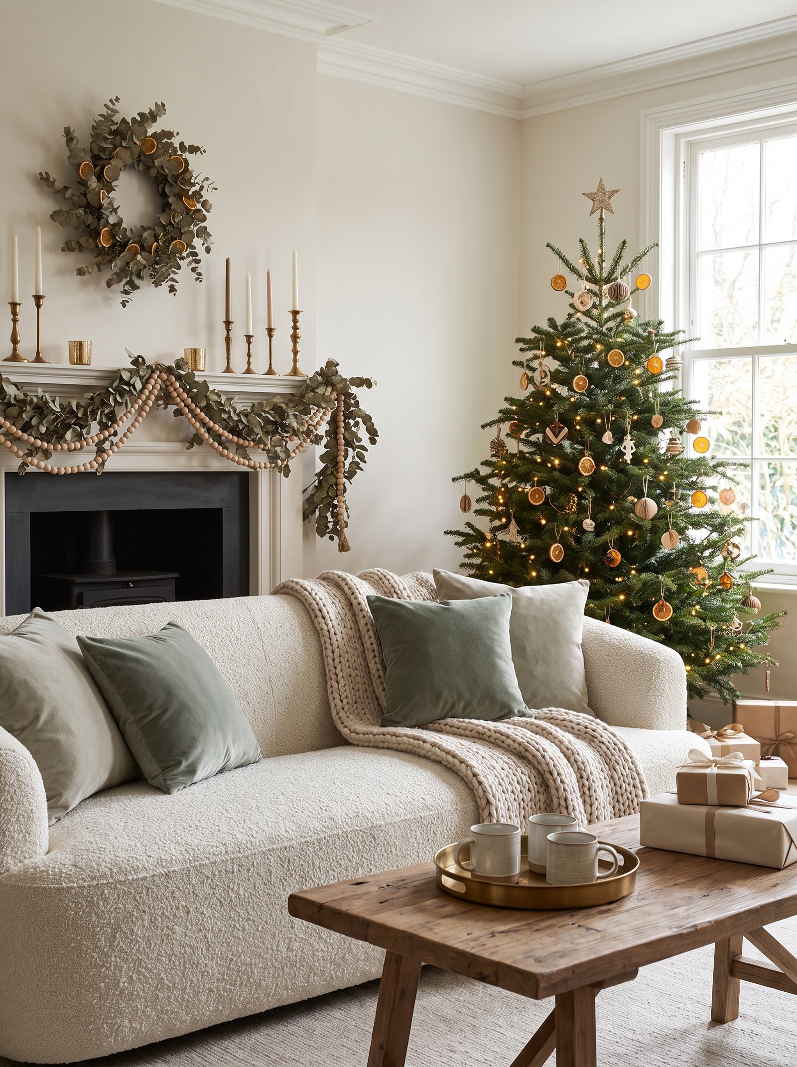 Choose a warm-white or sage color palette