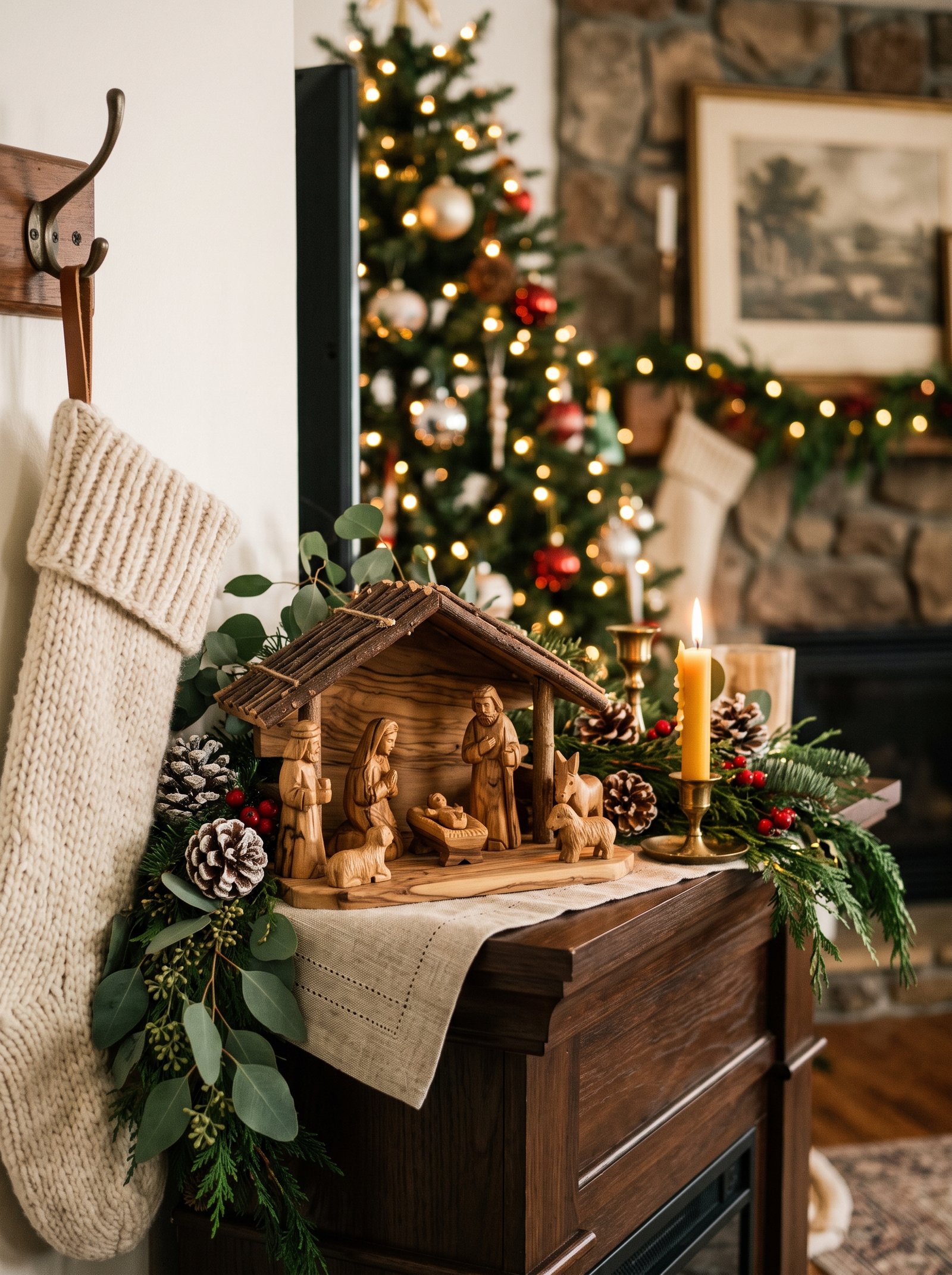 Add a small nativity or Christmas book display