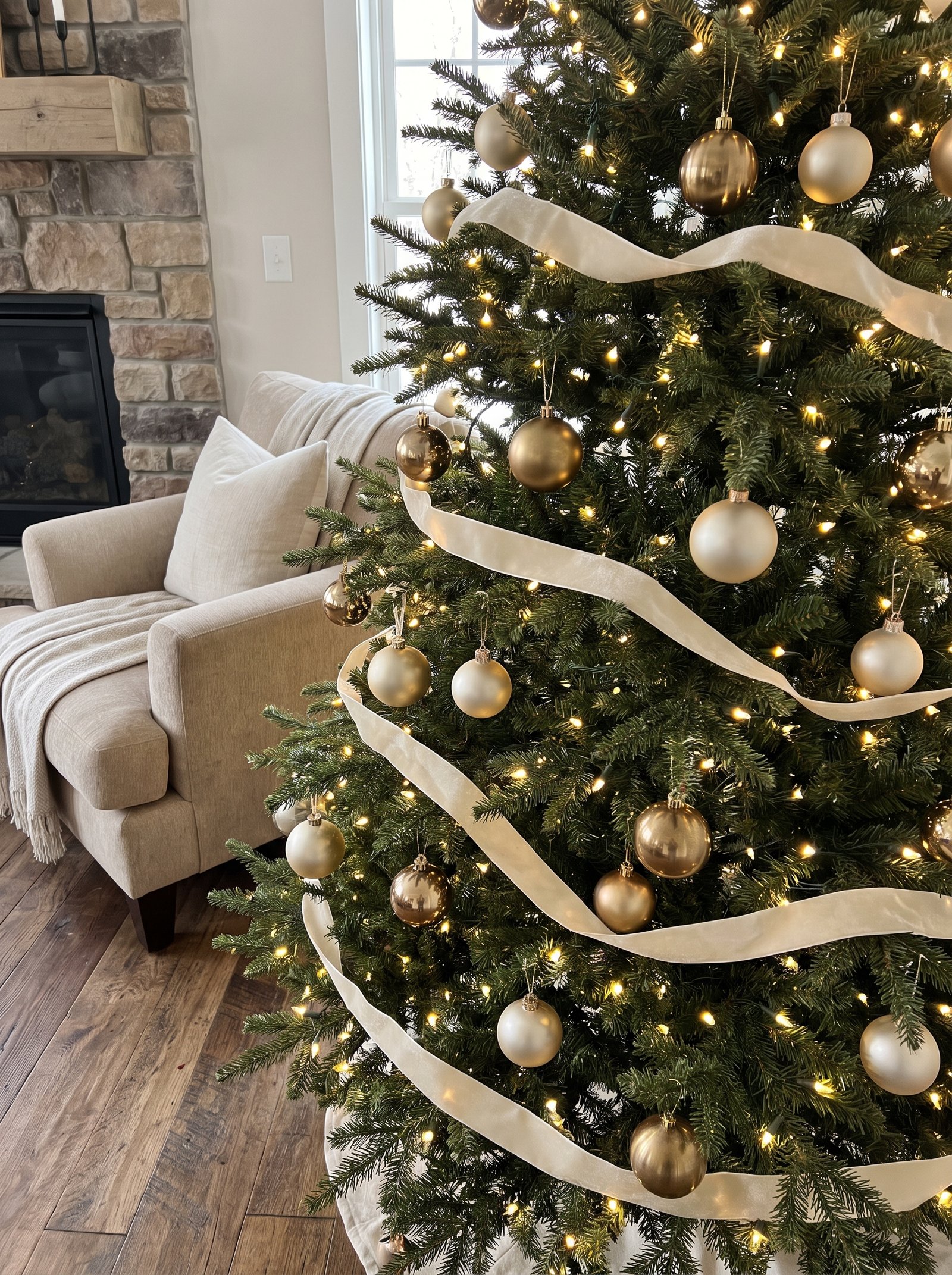 Choose a natural or brass-toned tree