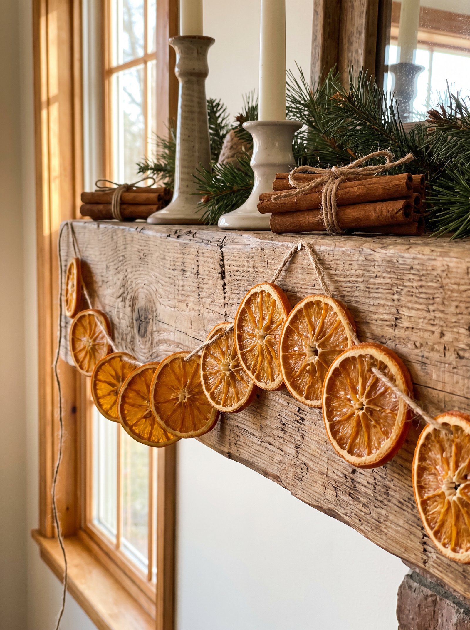 Add small dried orange or citrus garlands