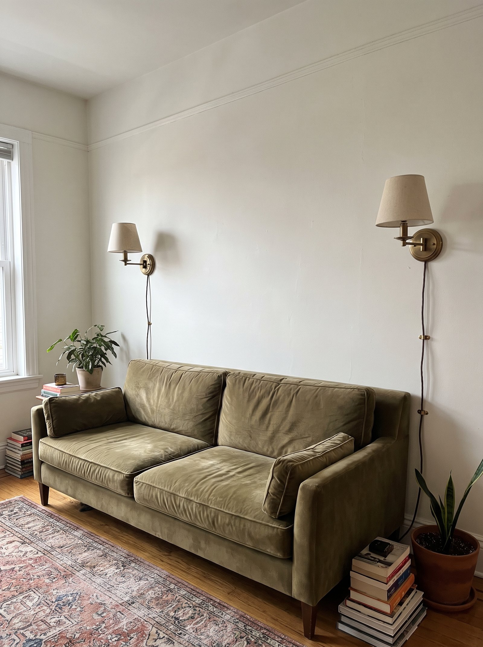Add a warm plug-in wall sconce