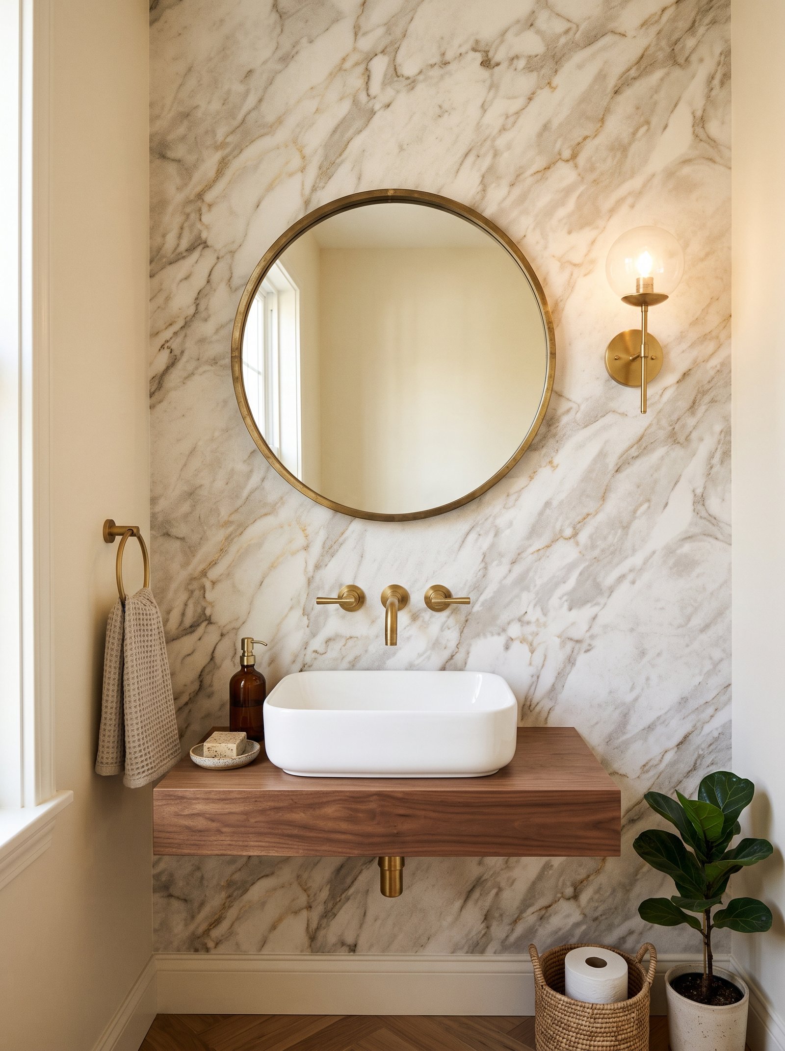 Faux marble for the powder room