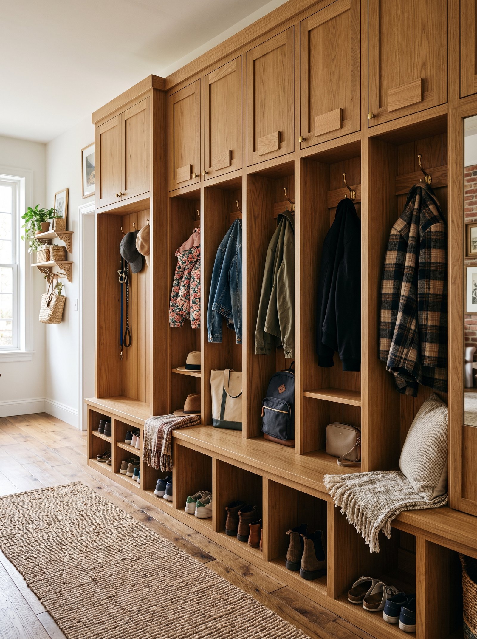 Add built-in cubbies at three heights