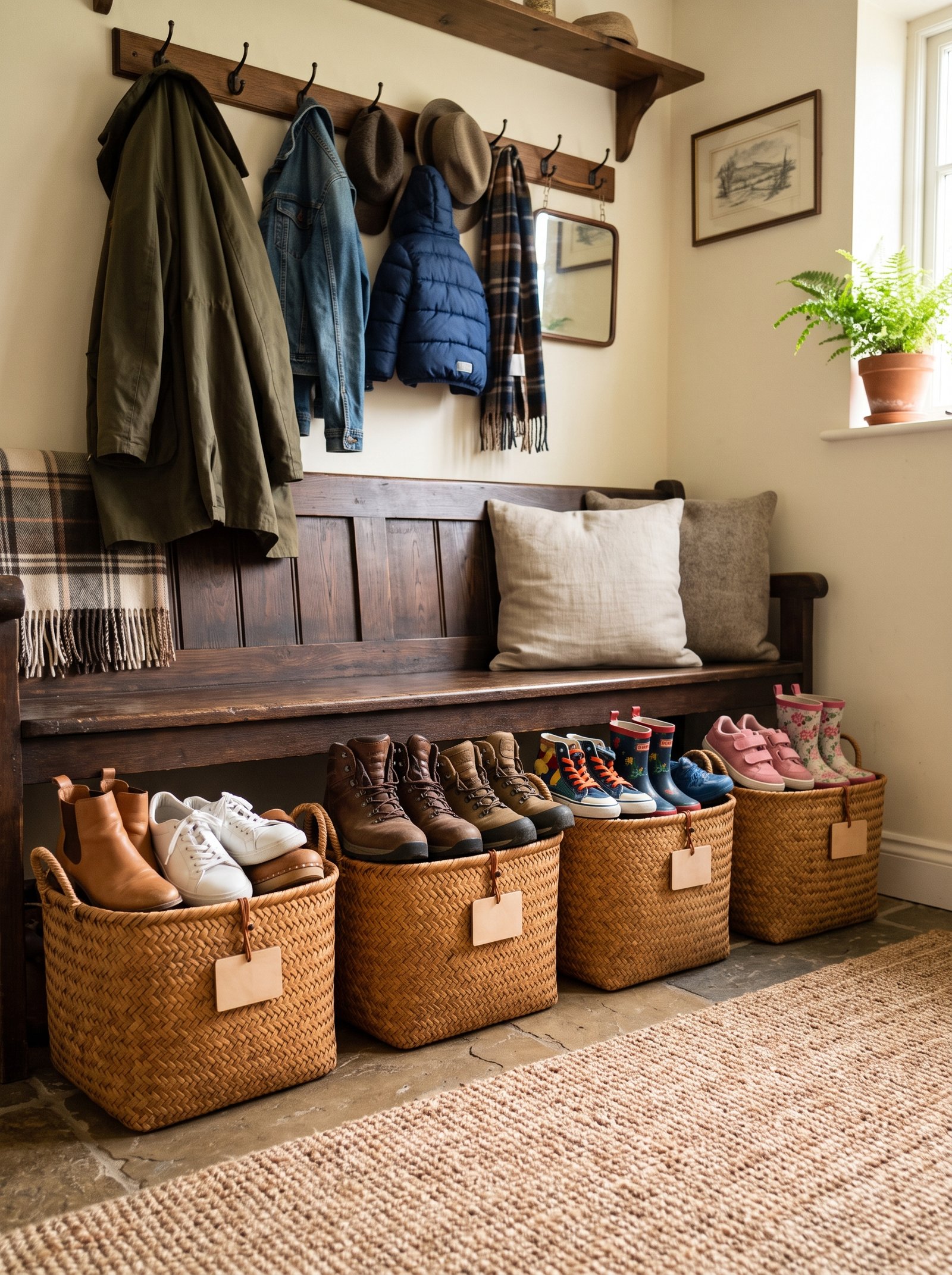 Add a large basket for each family member's shoes