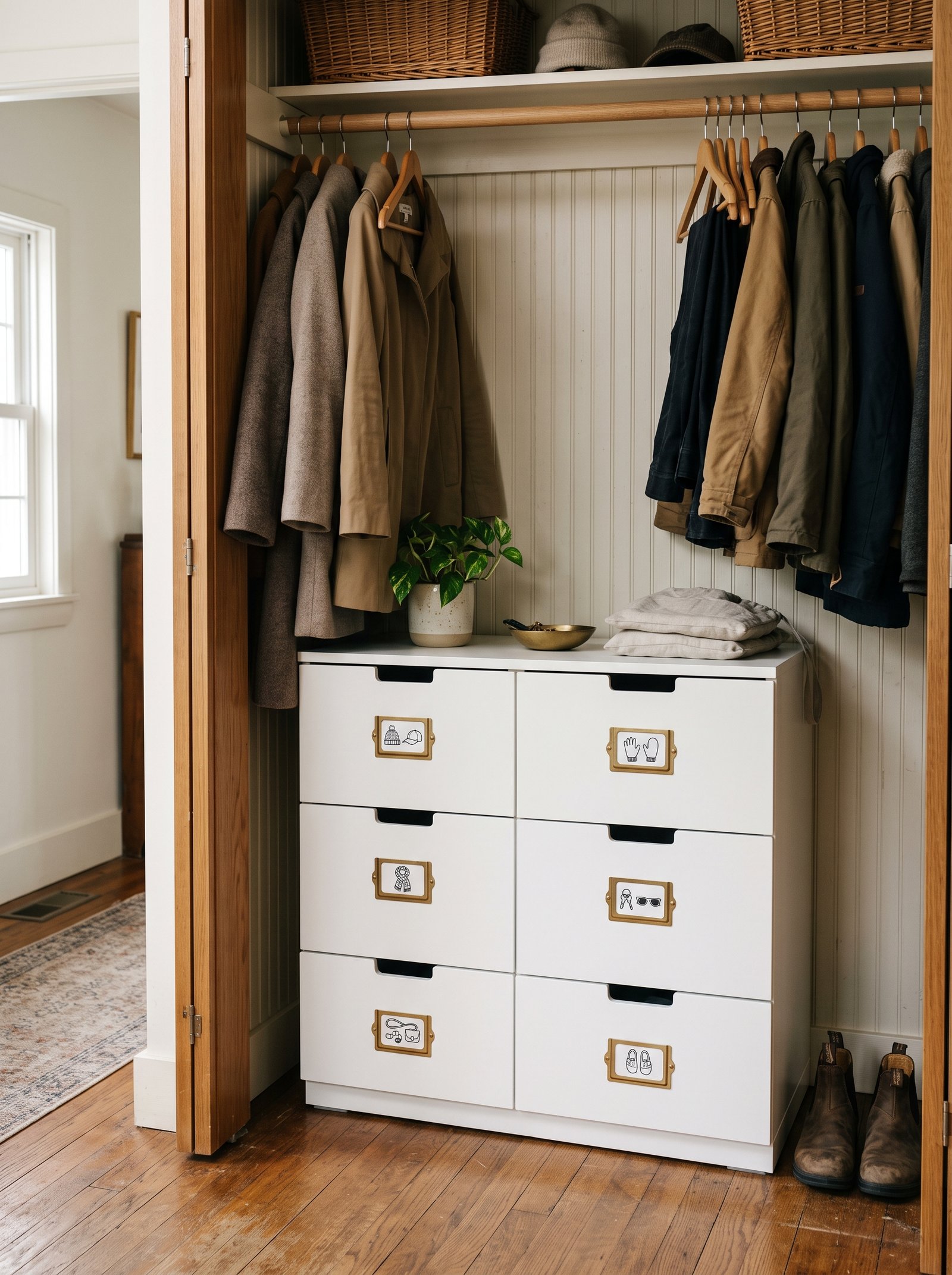 Add a coat closet organized with drawers