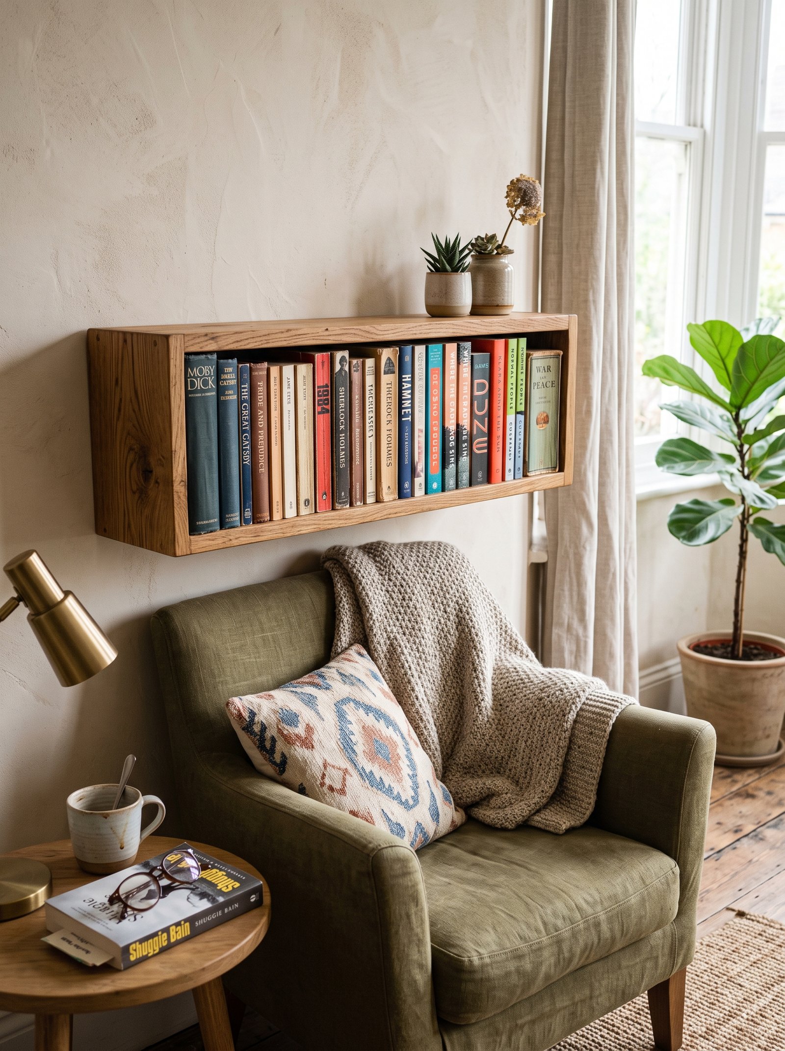 Add wall-mounted or floating bookshelves