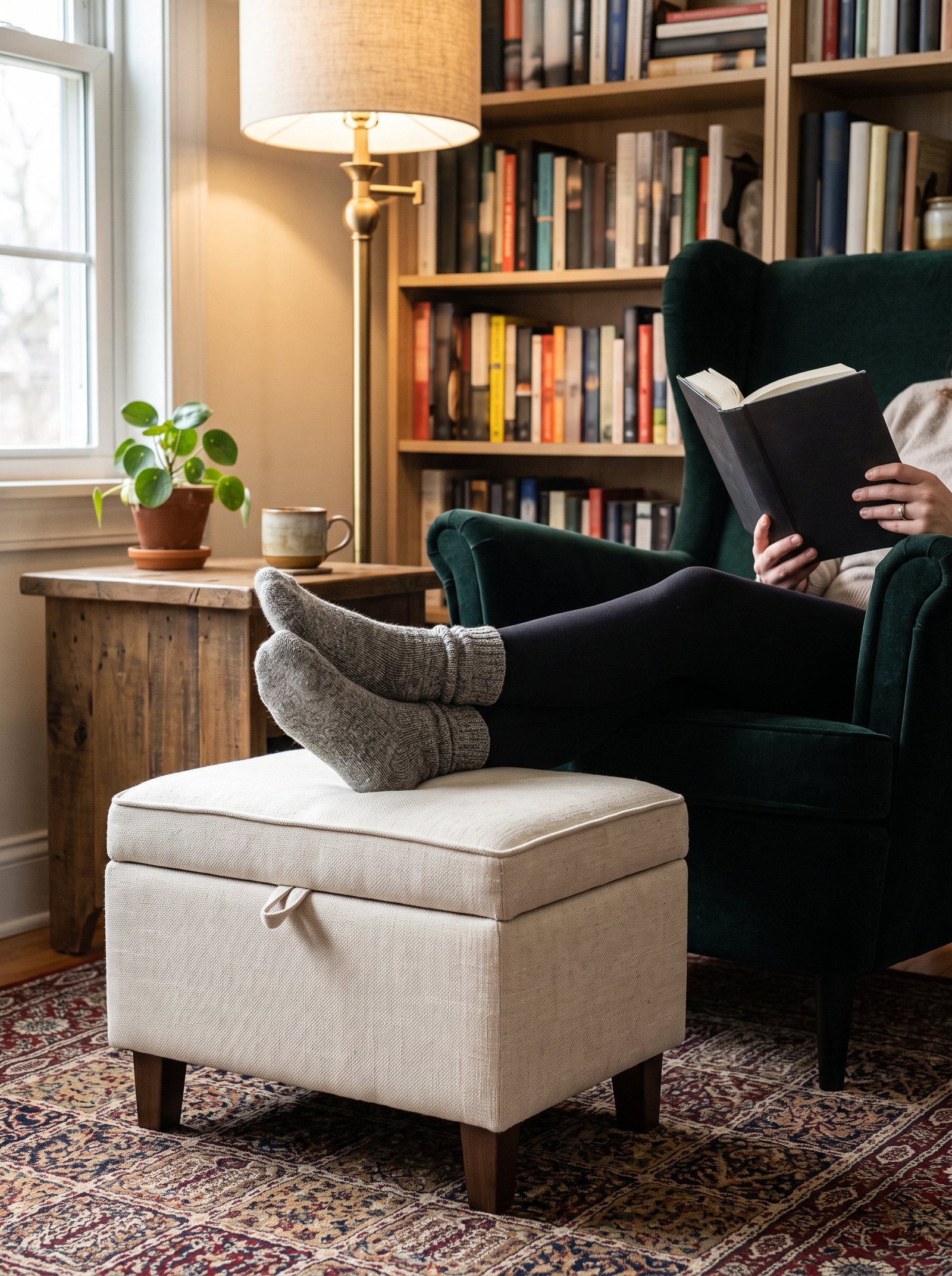 Add a small footstool or ottoman