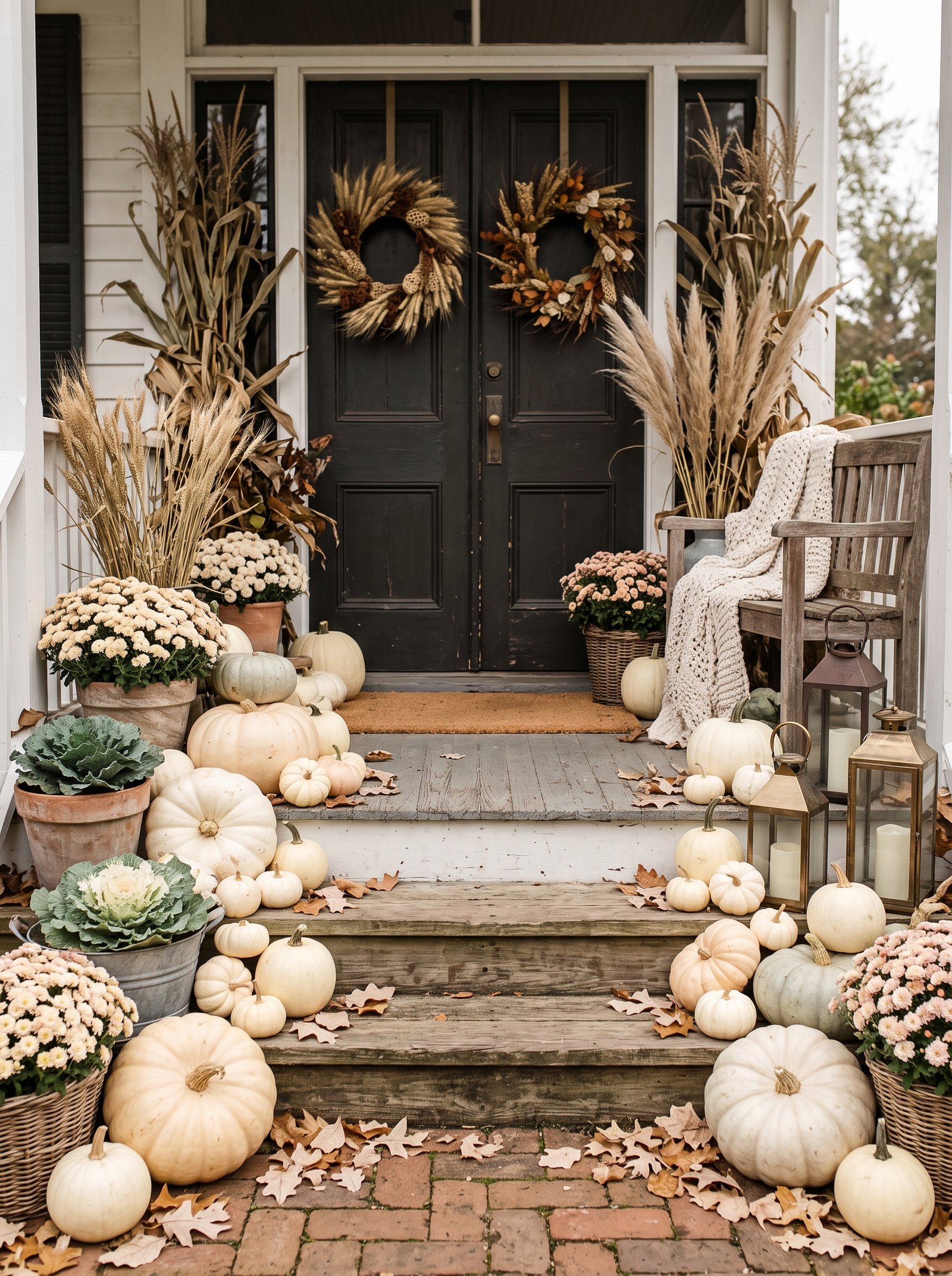 Add a white or cream painted pumpkin
