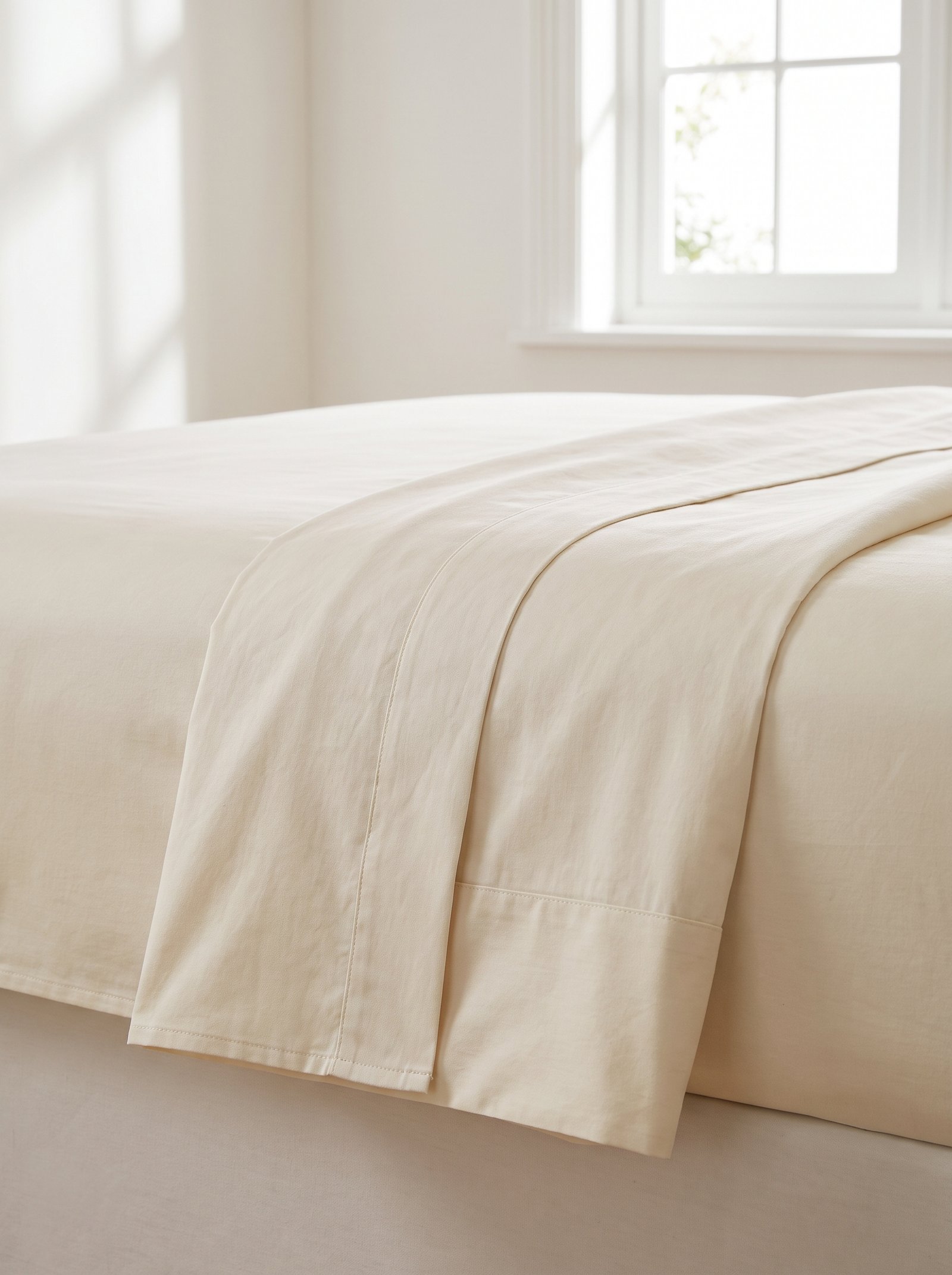Long bed scarf runner laid horizontally across the foot of a bed in a textured natural fabric