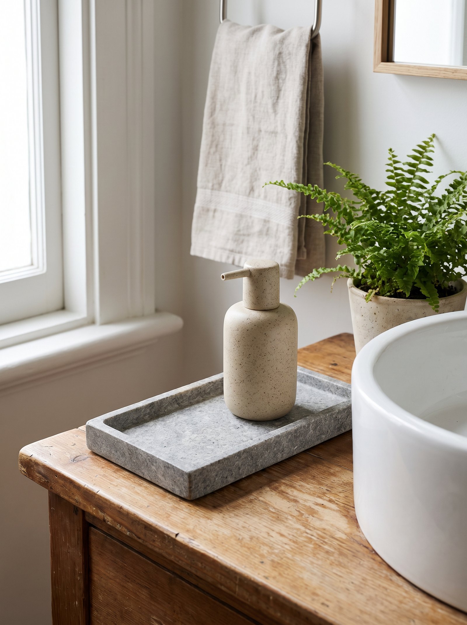 Decant soap into a ceramic dispenser
