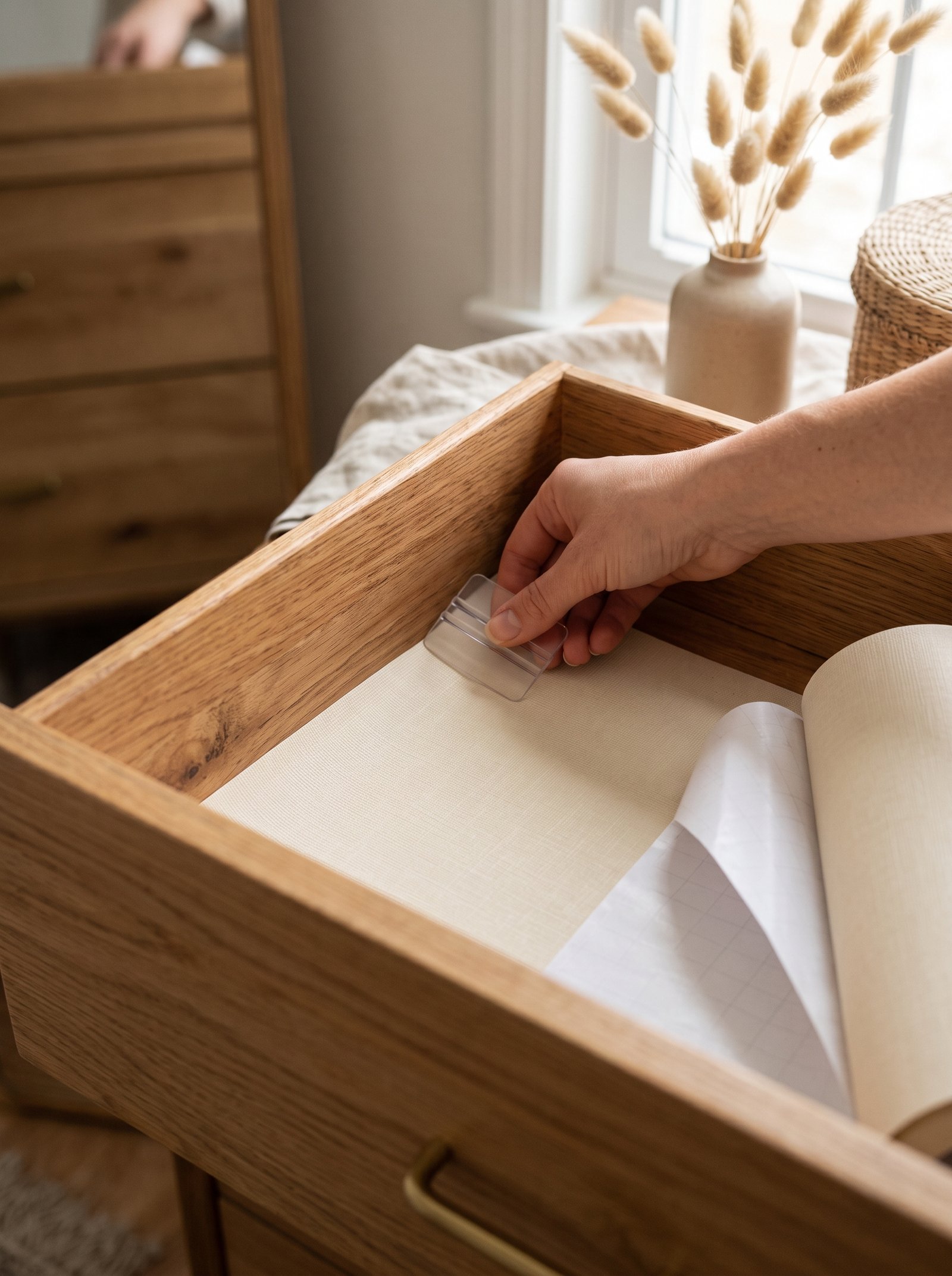 Line drawer bottoms with pattern paper