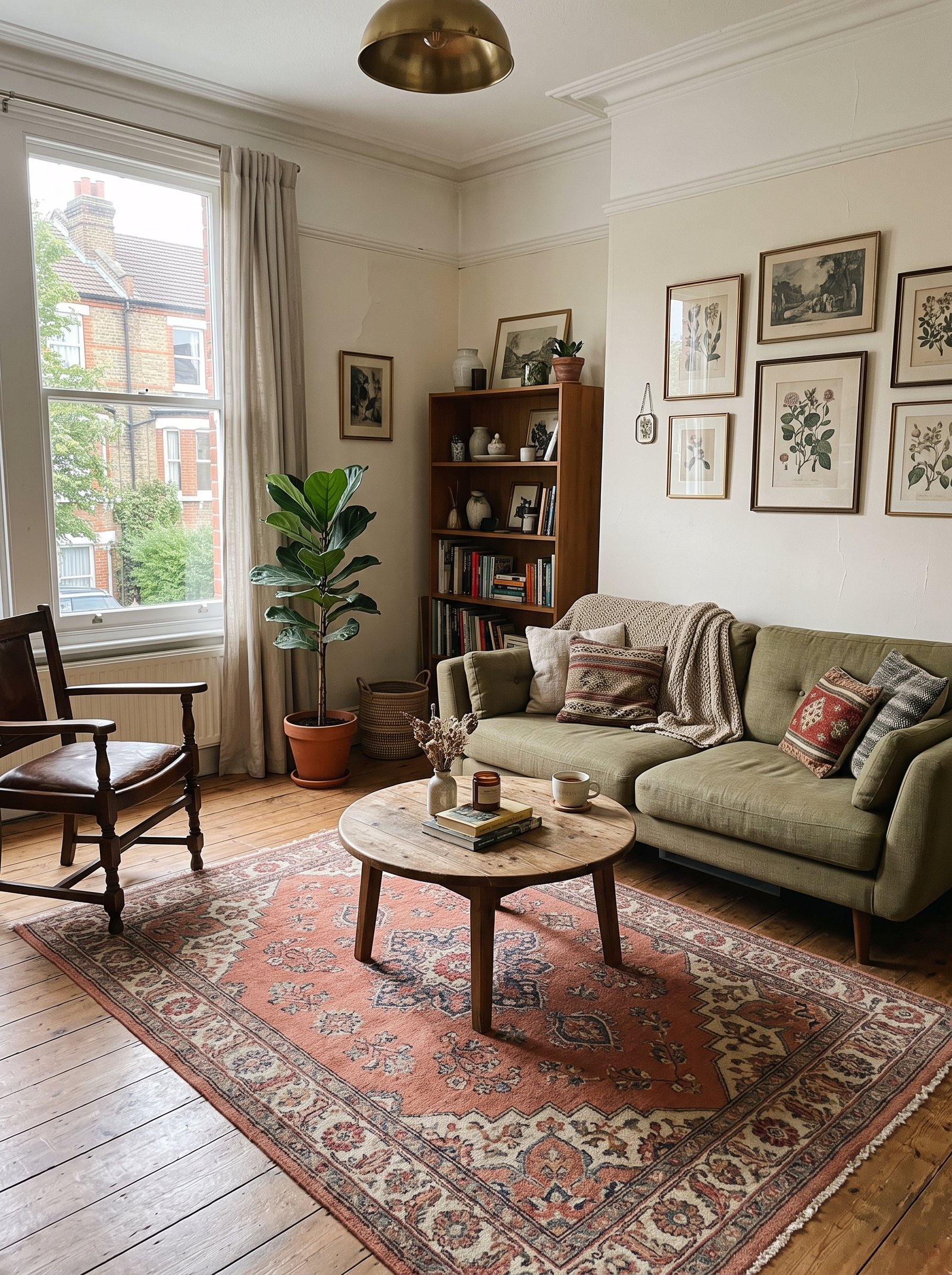 Layer a vintage patterned rug