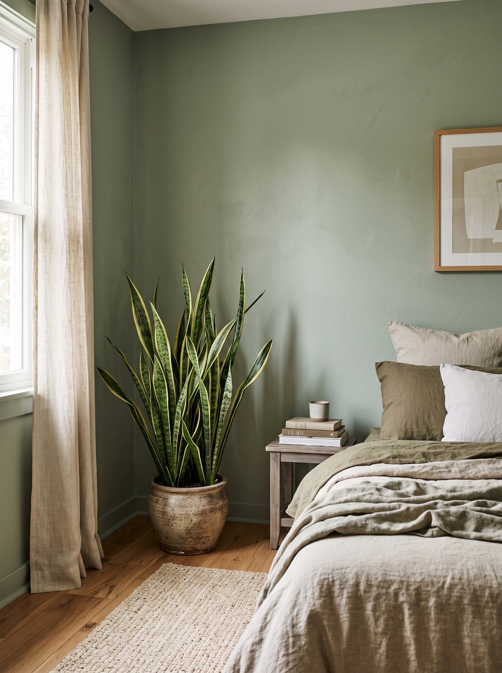 Place a snake plant in the corner