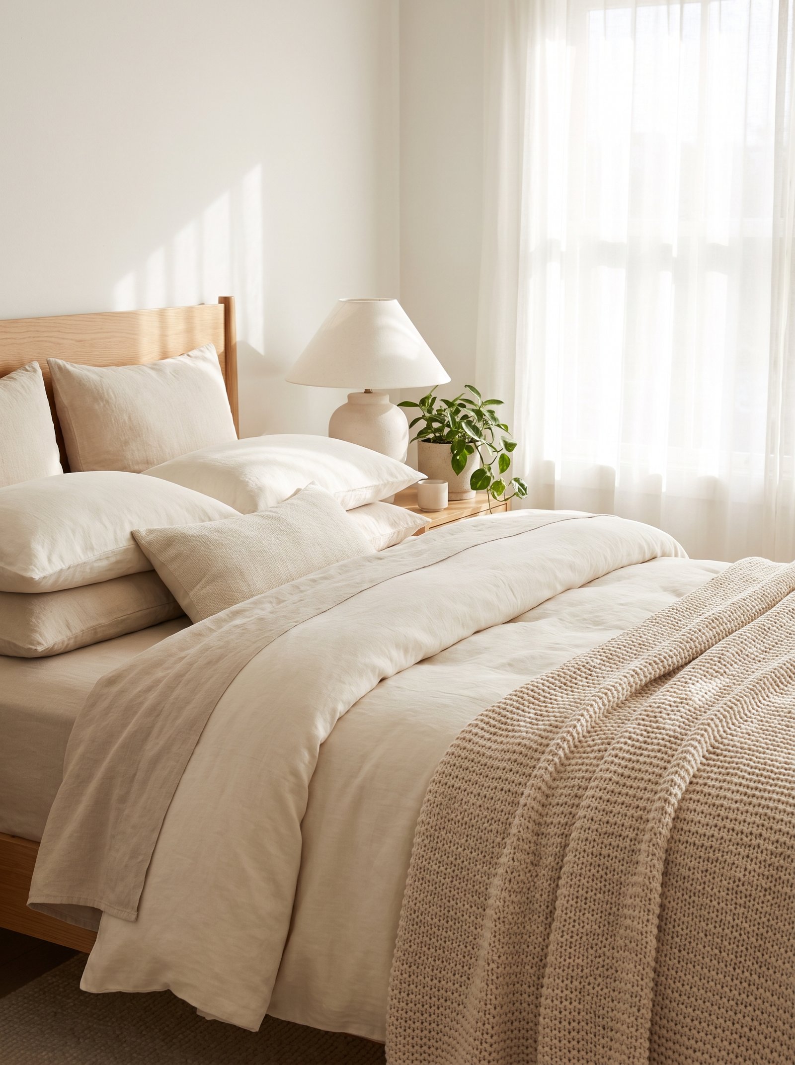 Flat sheet tucked tightly with hospital corners under a mattress for crisp architectural lines