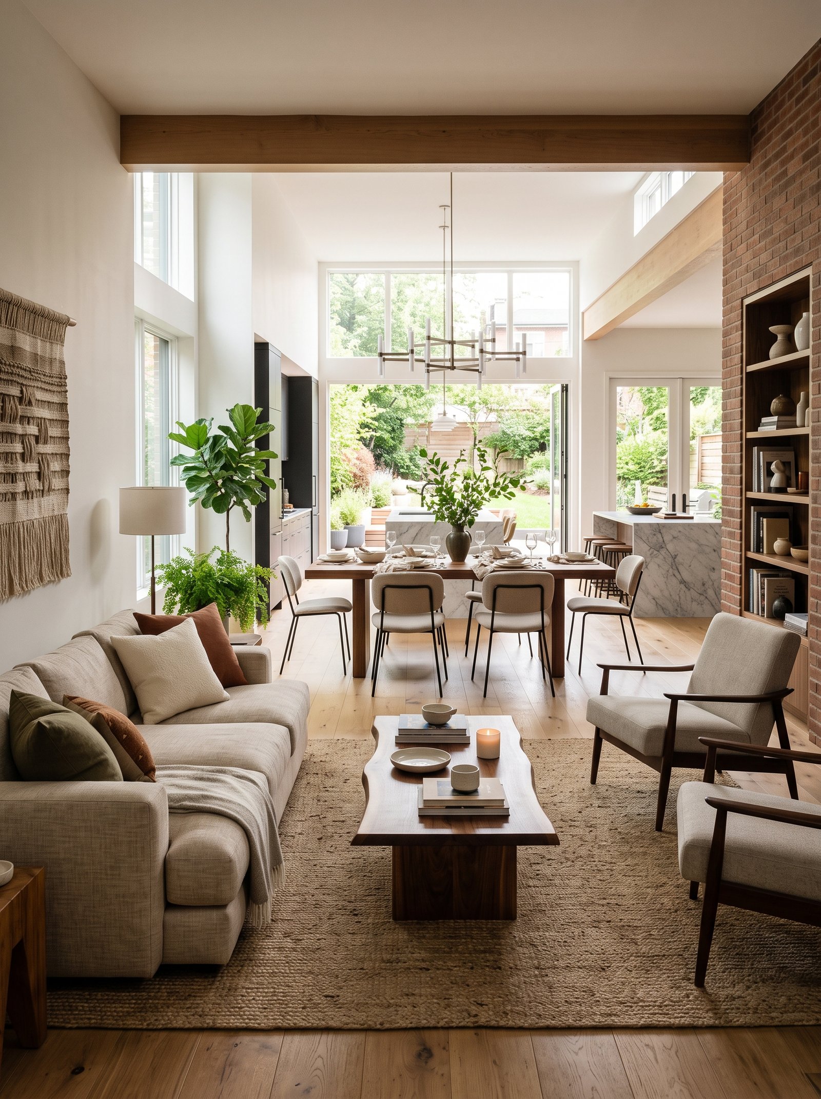 Sofa with back to the dining area