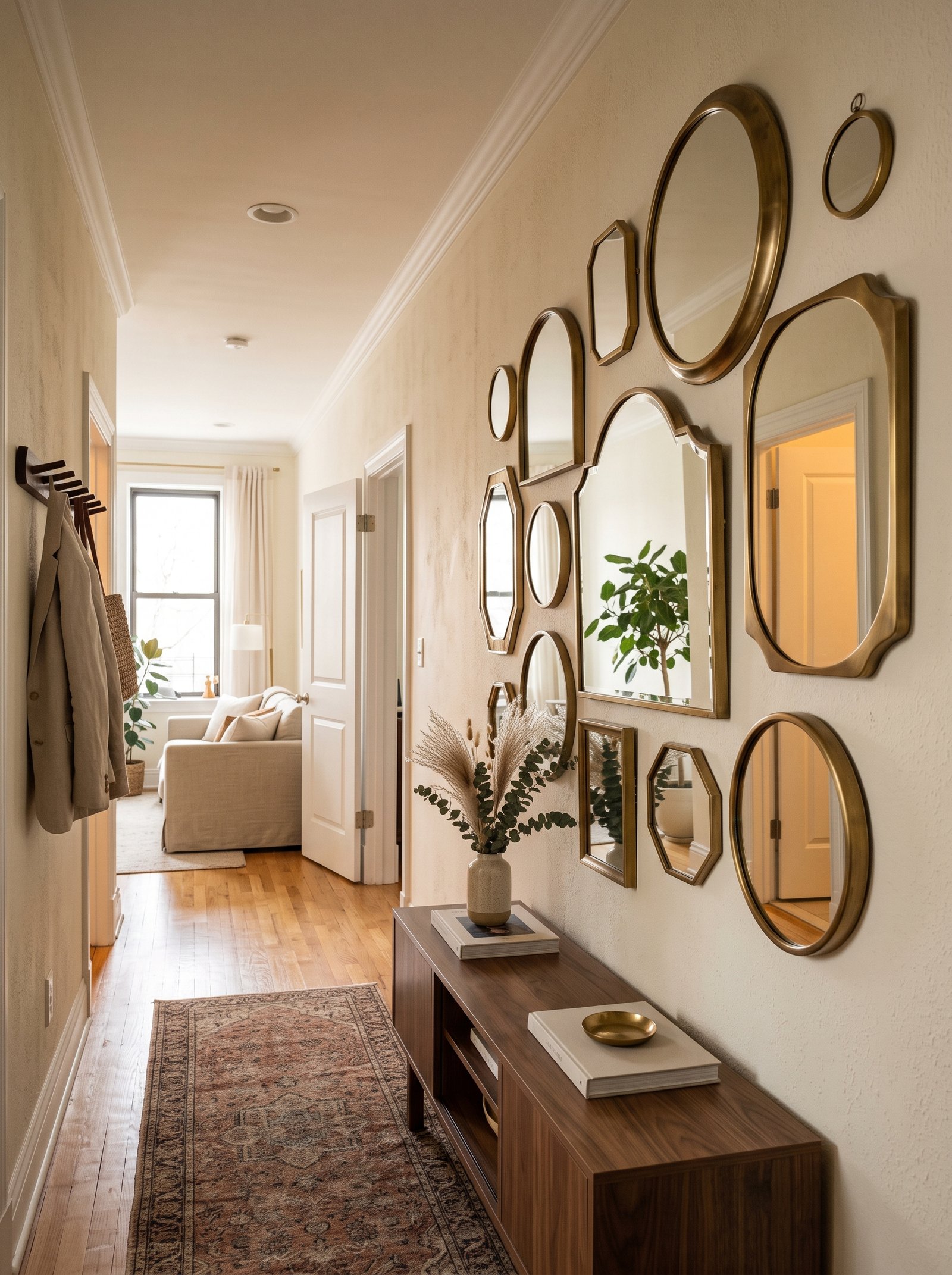 Hang a cluster of small mirrors
