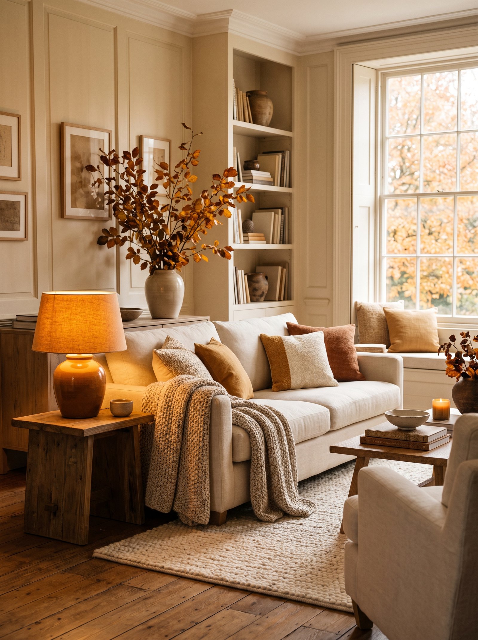 Add a warm amber table lamp