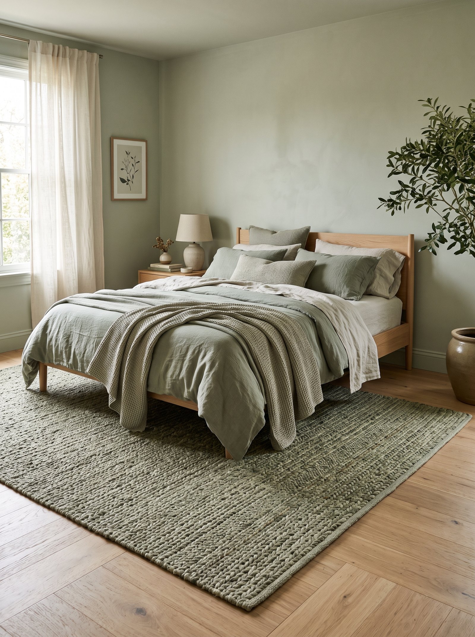 Lay a sage woven area rug