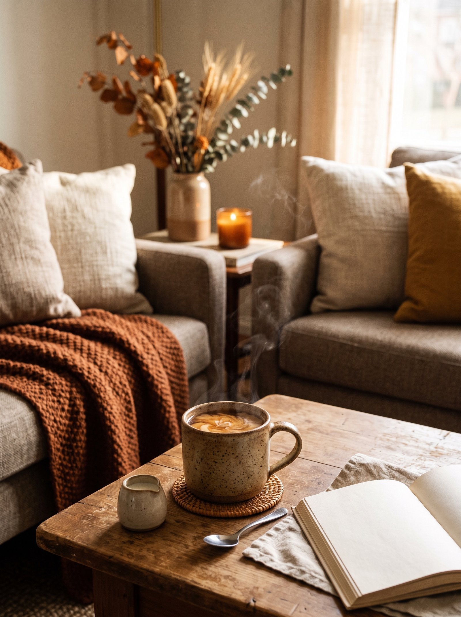 Style with stoneware mugs for warm drinks