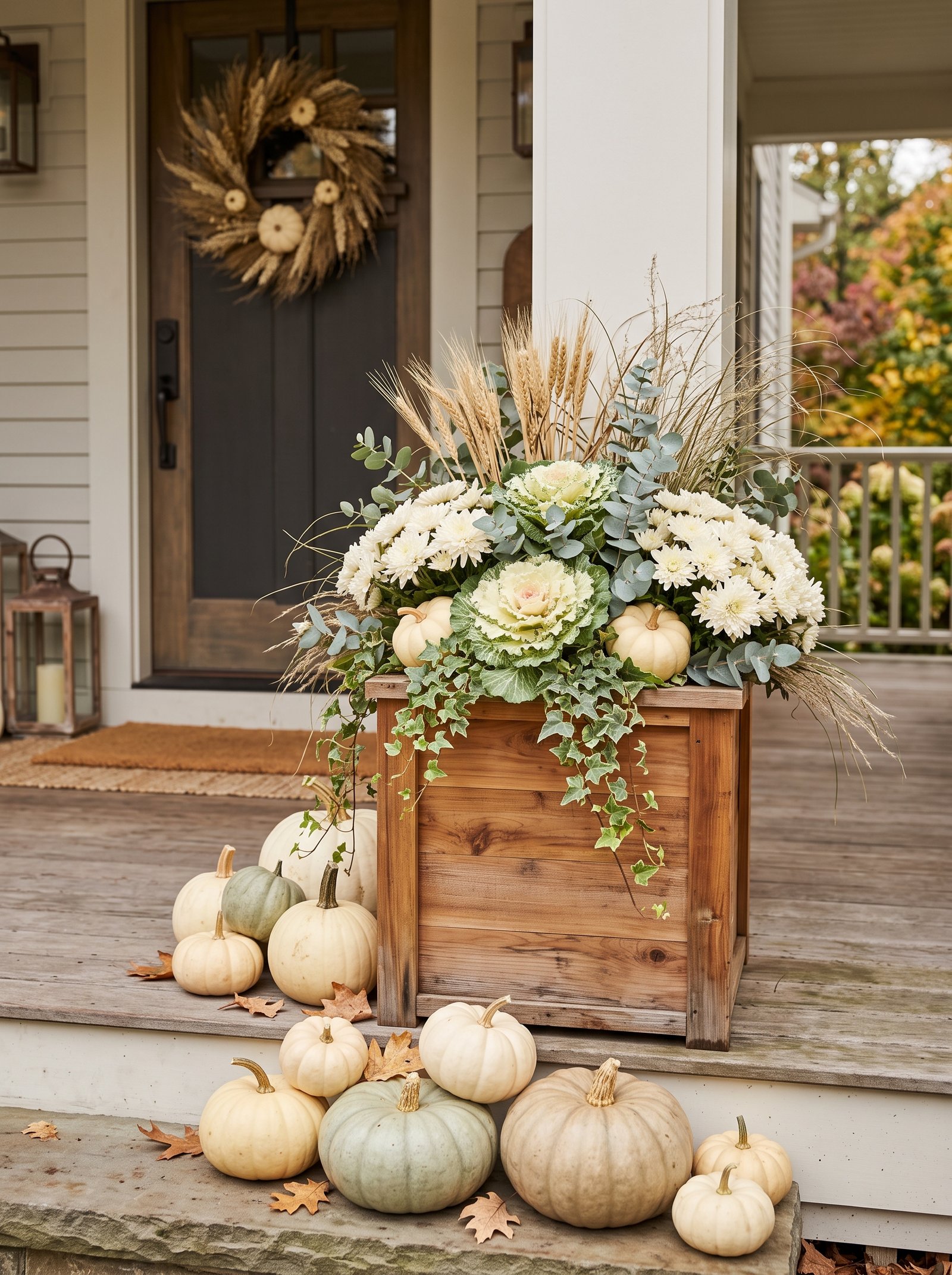 Fill cedar planters with fresh herbs