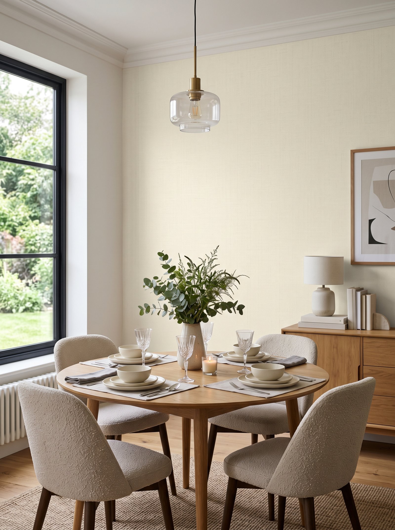 Single accent wall in the dining room