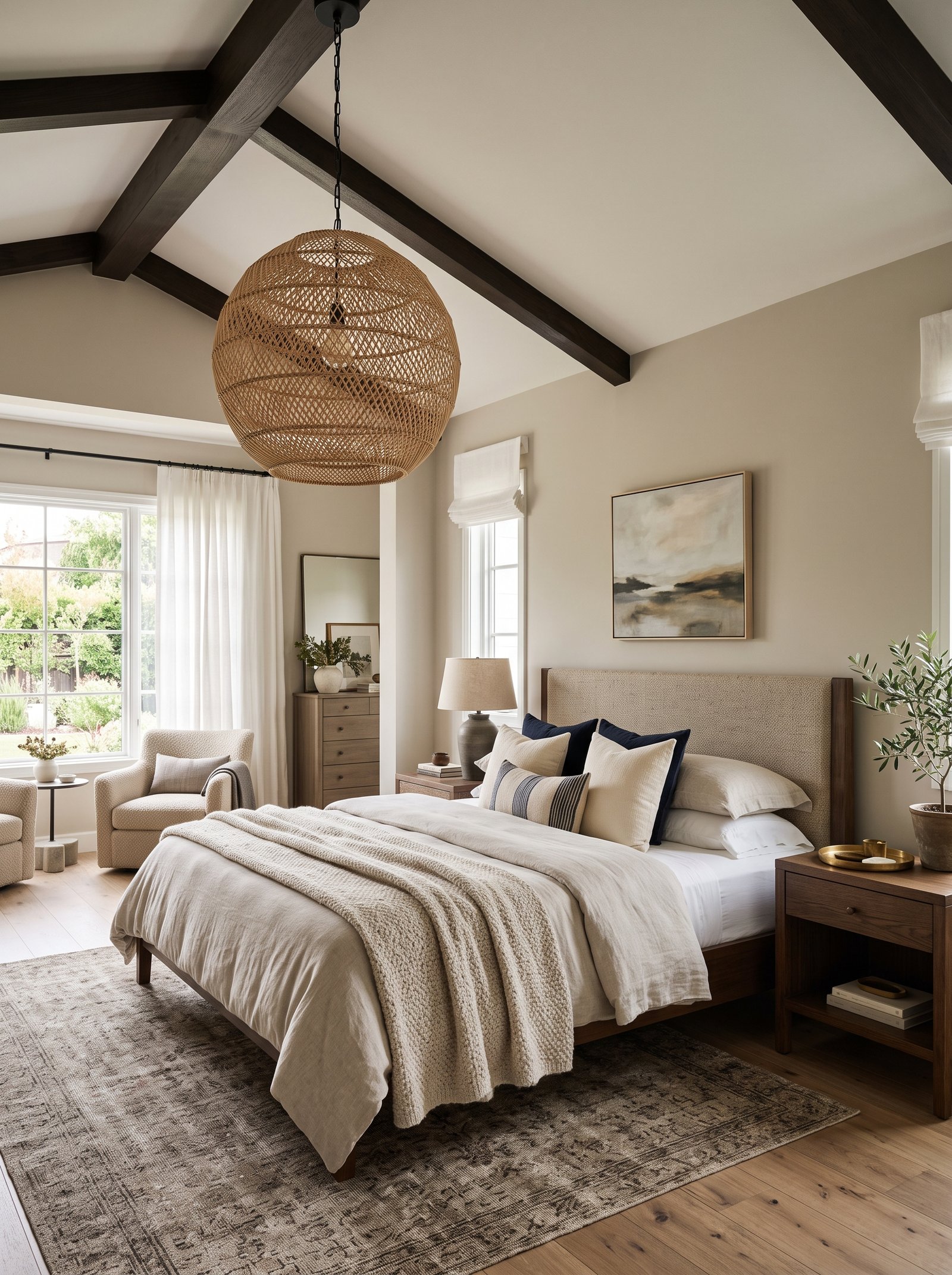 Swap the ceiling light for a rattan pendant