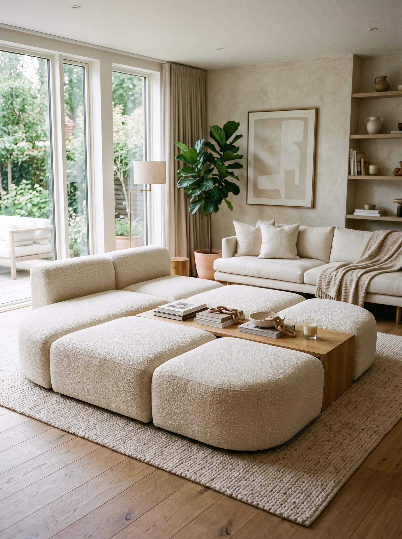 Modular ottomans instead of a coffee table