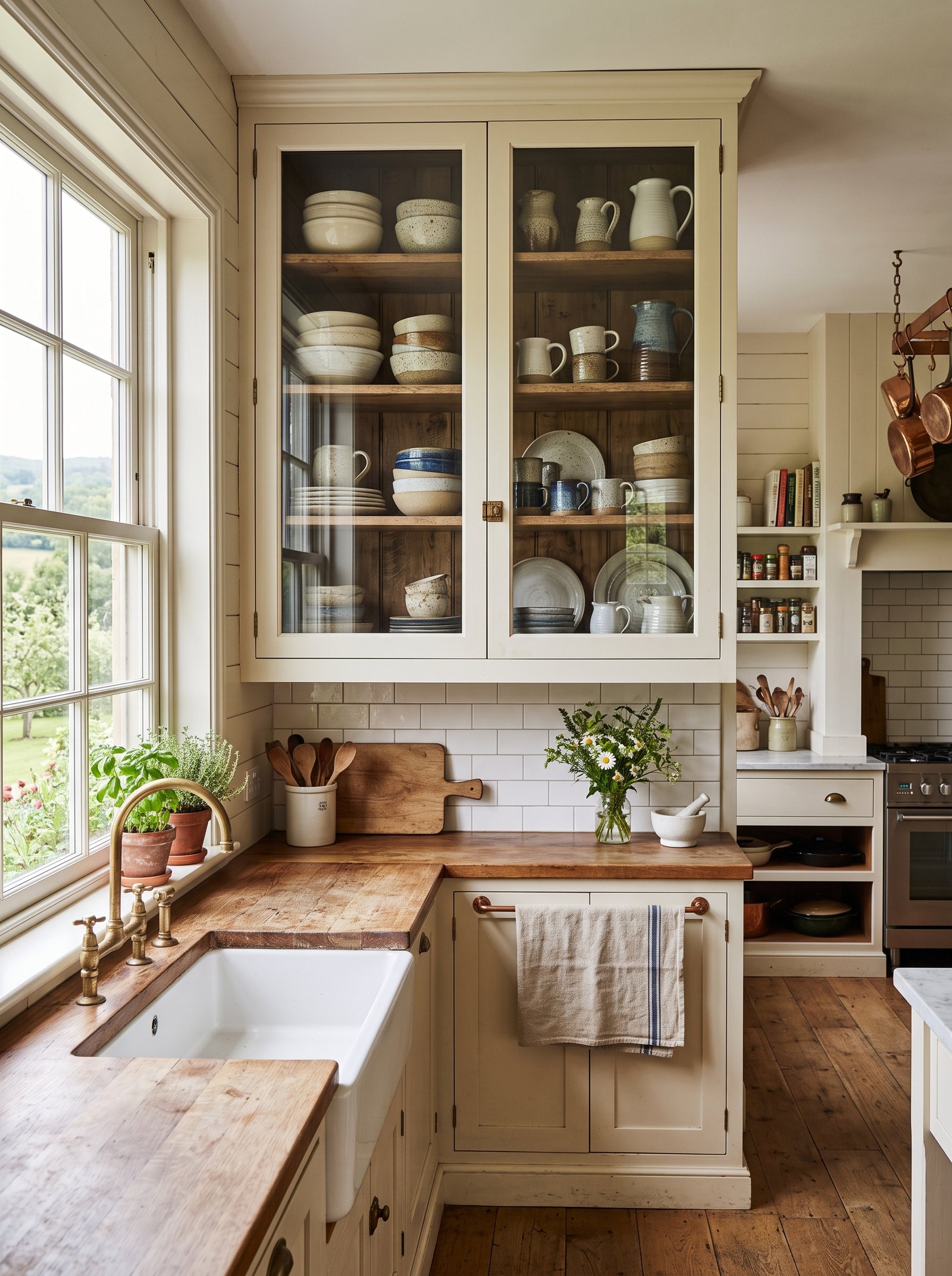 Choose glass-front upper cabinets