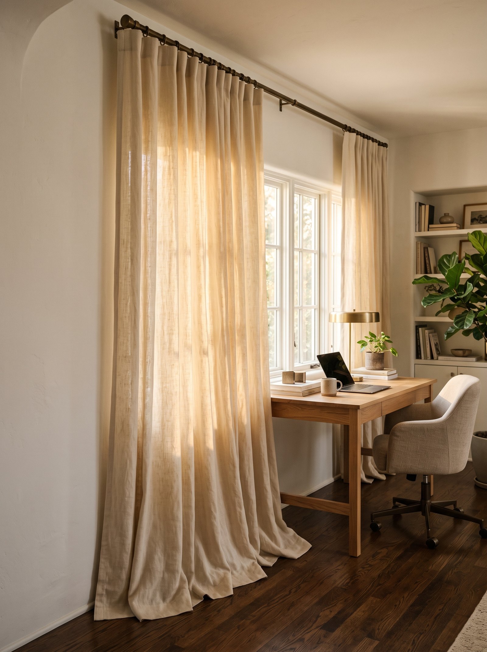 Hang curtains at ceiling height