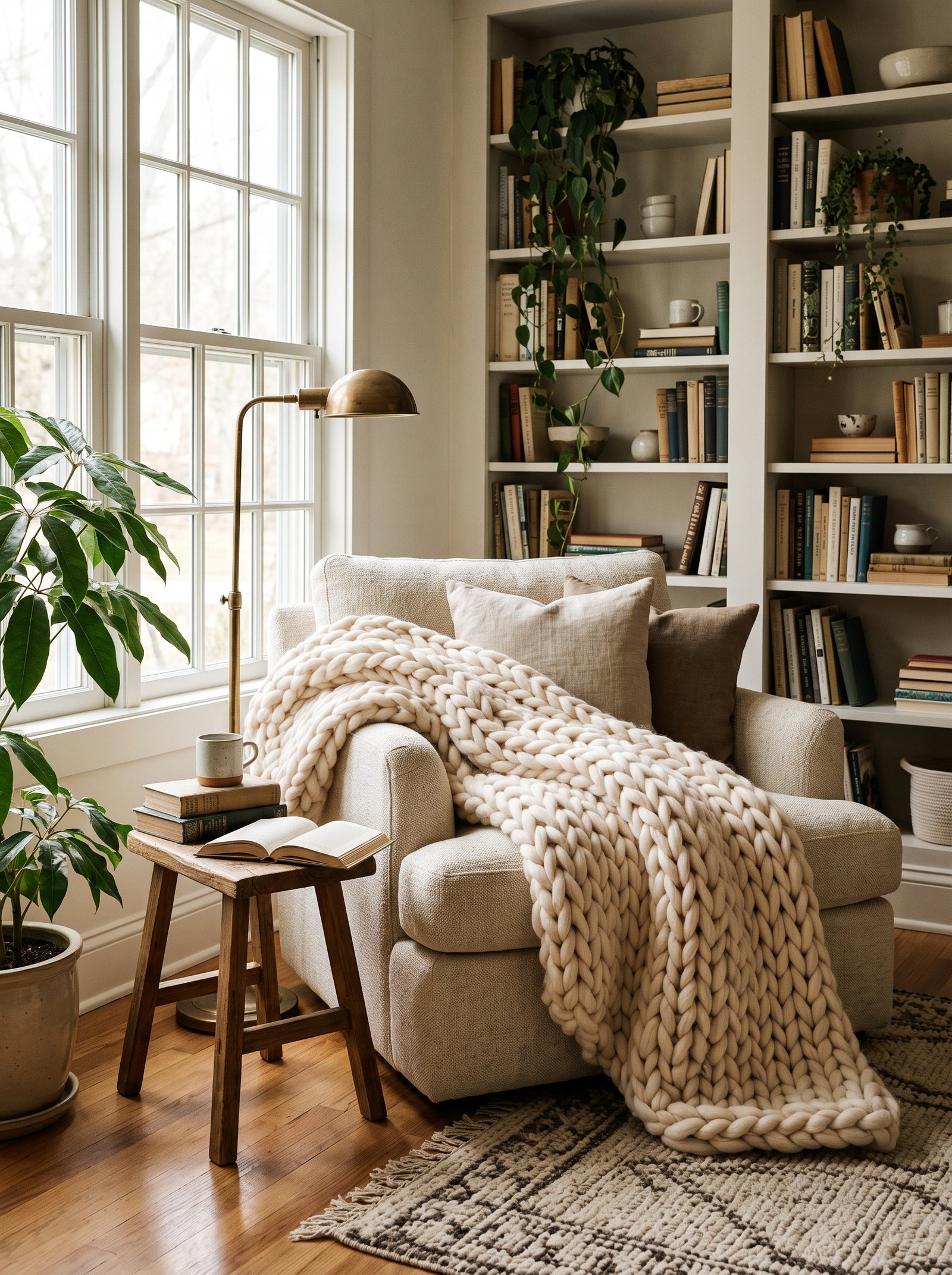 Layer a chunky knit blanket