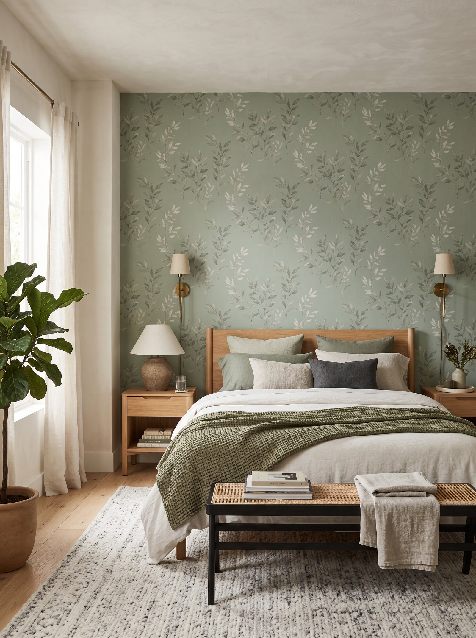 Apply sage peel-and-stick wallpaper